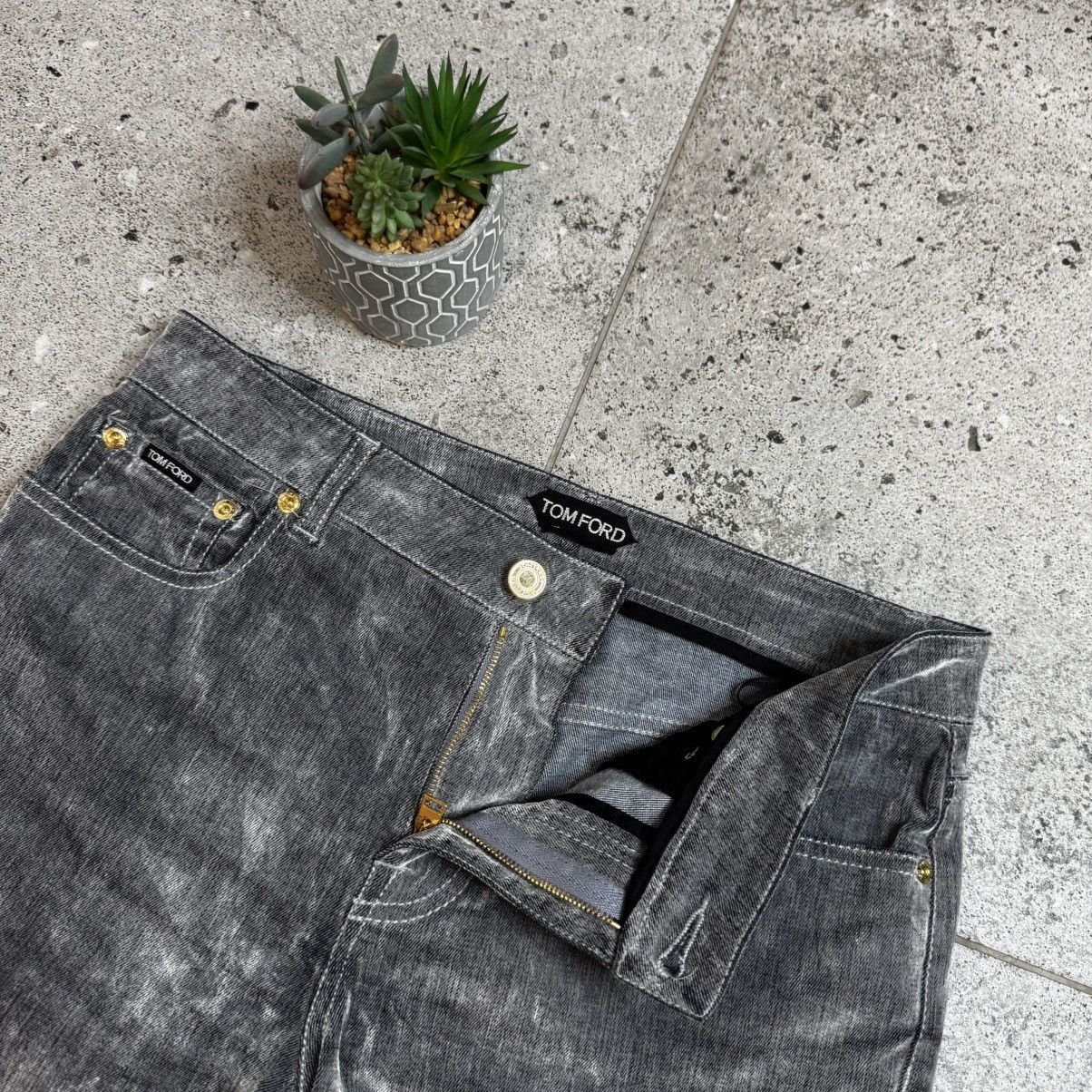 Tom Ford Tom Ford Women's Zipped Velour Gray Jeans Pants Size 28" / US 6 / IT 42 - 2 Thumbnail