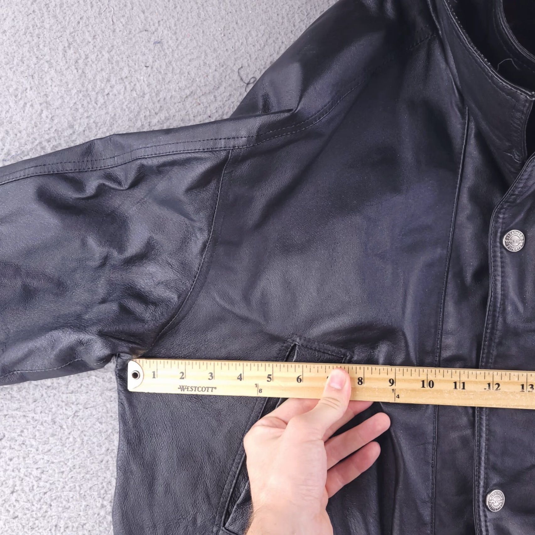 Vintage Wilsons Leather Coat Mens M Black Overcoat Real Genuine Leather Jacket Pattern Solid Vintage No Size US M / EU 48-50 / 2 - 5 Thumbnail