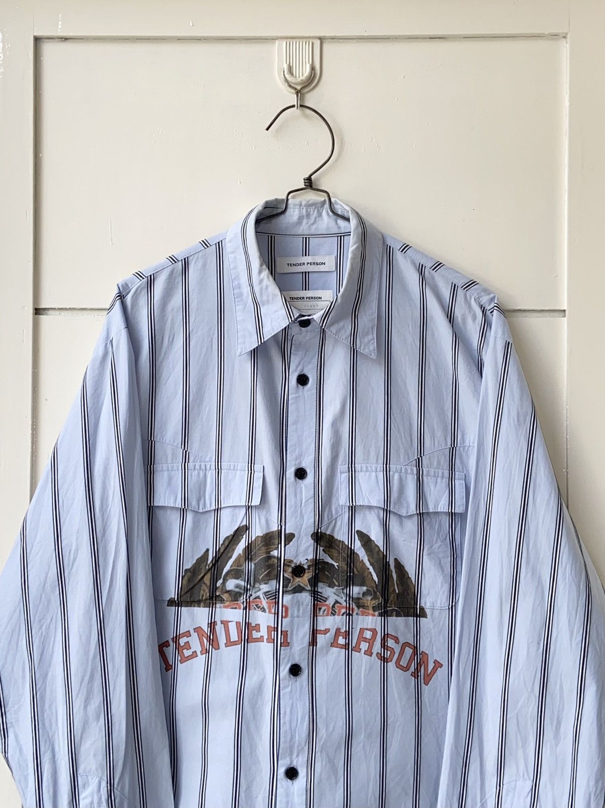 Designer × Japanese Brand TENDER PERSON Blue Striped Shirt Size US M / EU 48-50 / 2 - 2 Thumbnail
