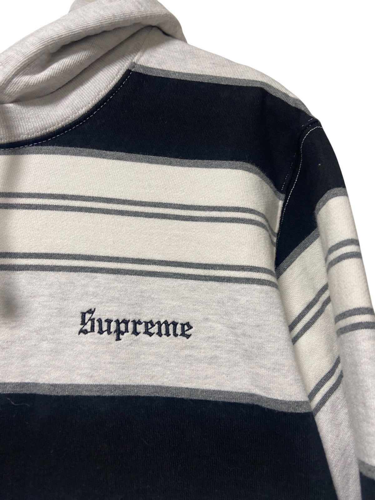 Supreme Supreme SS17 Striped Hooded Sweatshirt White Black SZ