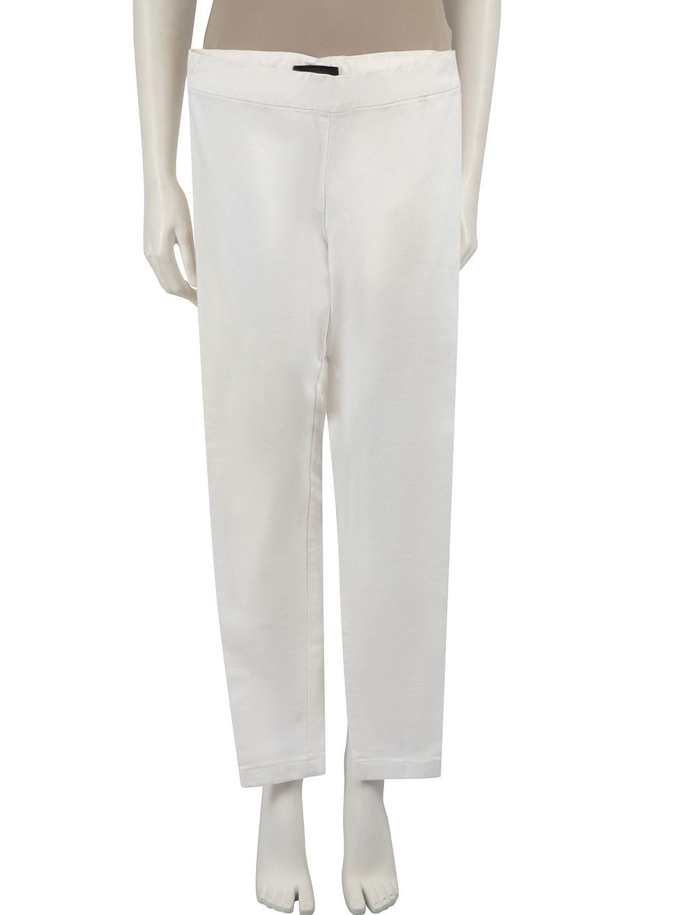 image of The Row White Skinny Fit Zip Cuff Trousers, Women's (Size 26)