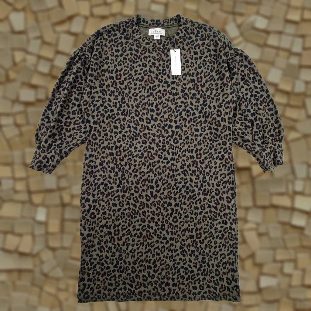 Velvet Velvet Womens Jumper Dress Green XS Long Sleeves Knee Length Animal Print Top Size XS / US 0-2 / IT 36-38 - 1 Thumbnail