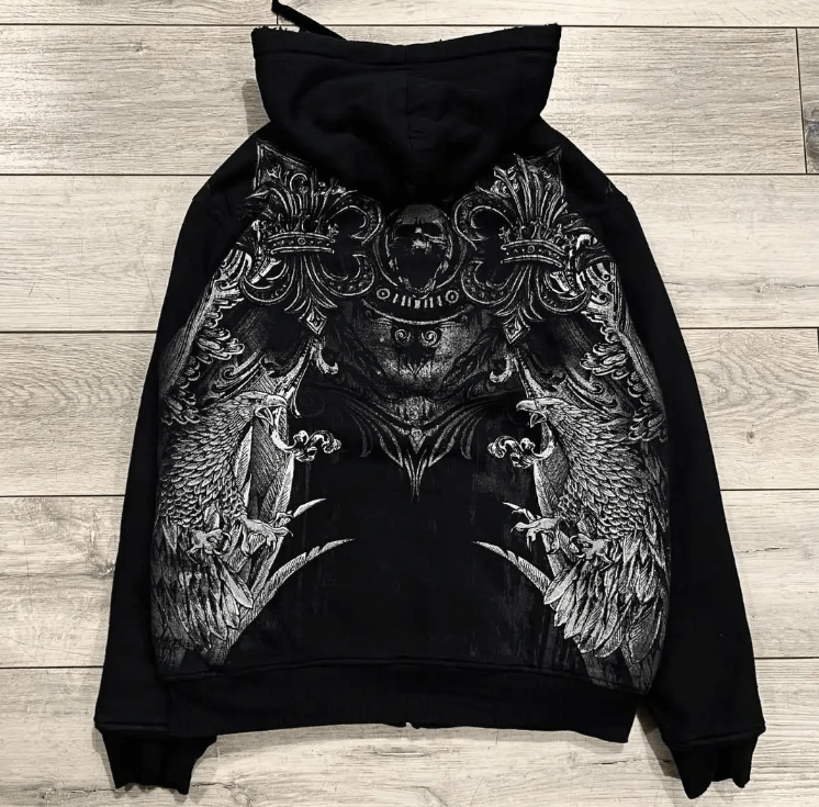 Japanese Brand Gothic Printed Zipper Hoodie Street Retro Size US L / EU 52-54 / 3 - 2 Thumbnail