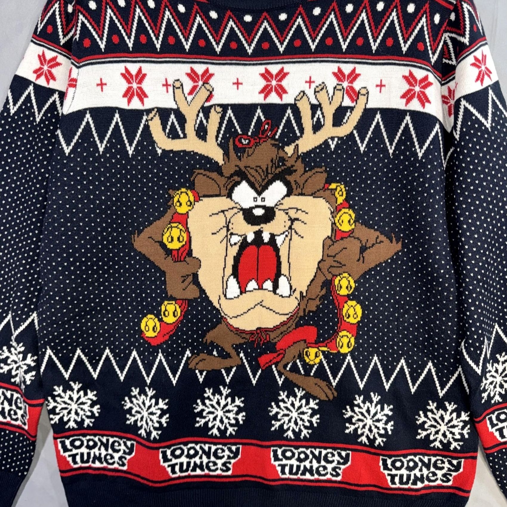 Vintage Looney Tunes Sweater Mens XL Blue Tasmanian Devil Ugly Christmas Knit Pullover Size US XL / EU 56 / 4 - 3 Thumbnail