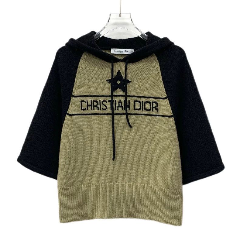 Dior Dior Color-blocked letter inlaid cashmere hooded drawstring Size S / US 4 / IT 40 - 1 Thumbnail