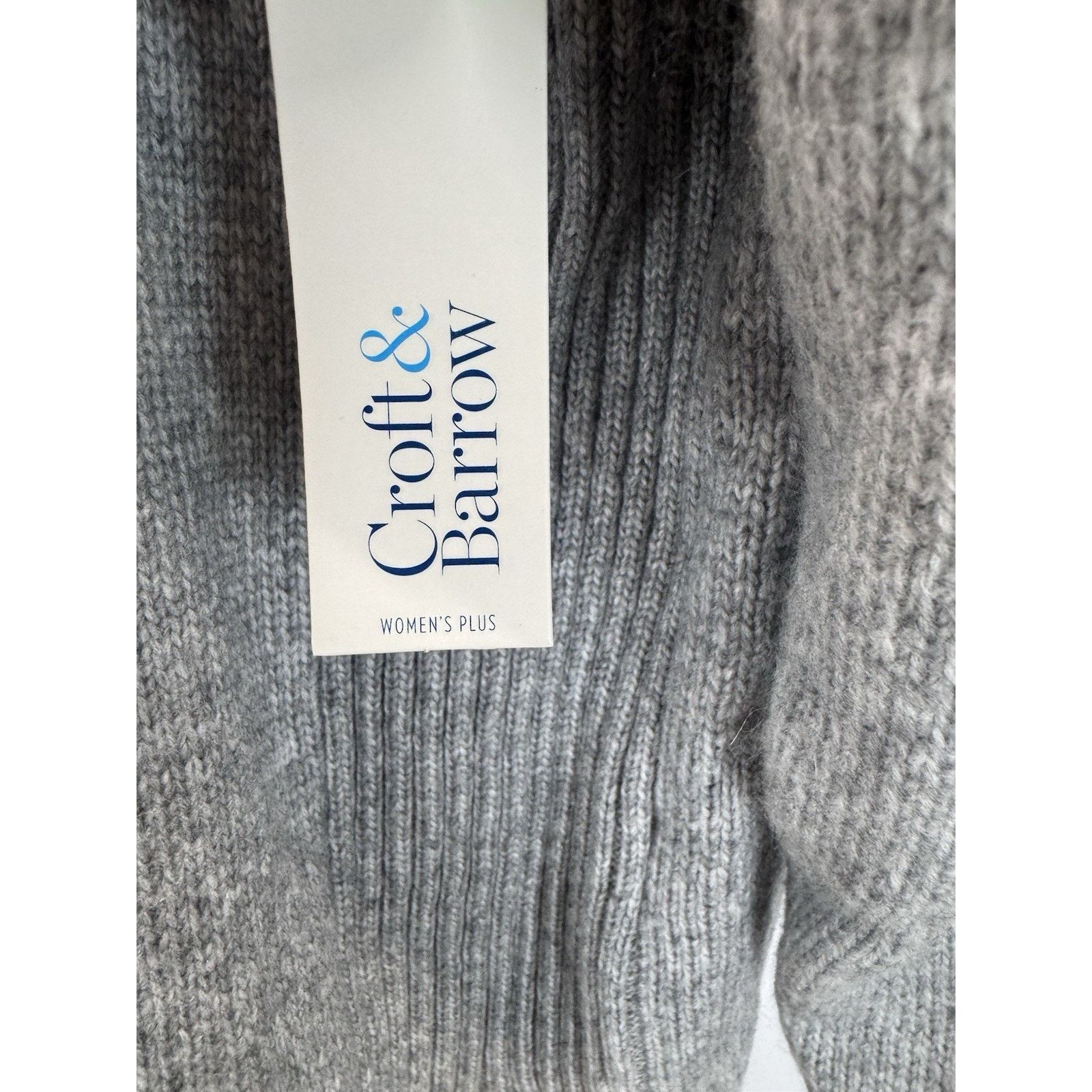 Croft & Barrow CROFT & BARROW Women’s Gray Slit Mock Neck Button Collar XL Size XL / US 12-14 / IT 48-50 - 6 Thumbnail