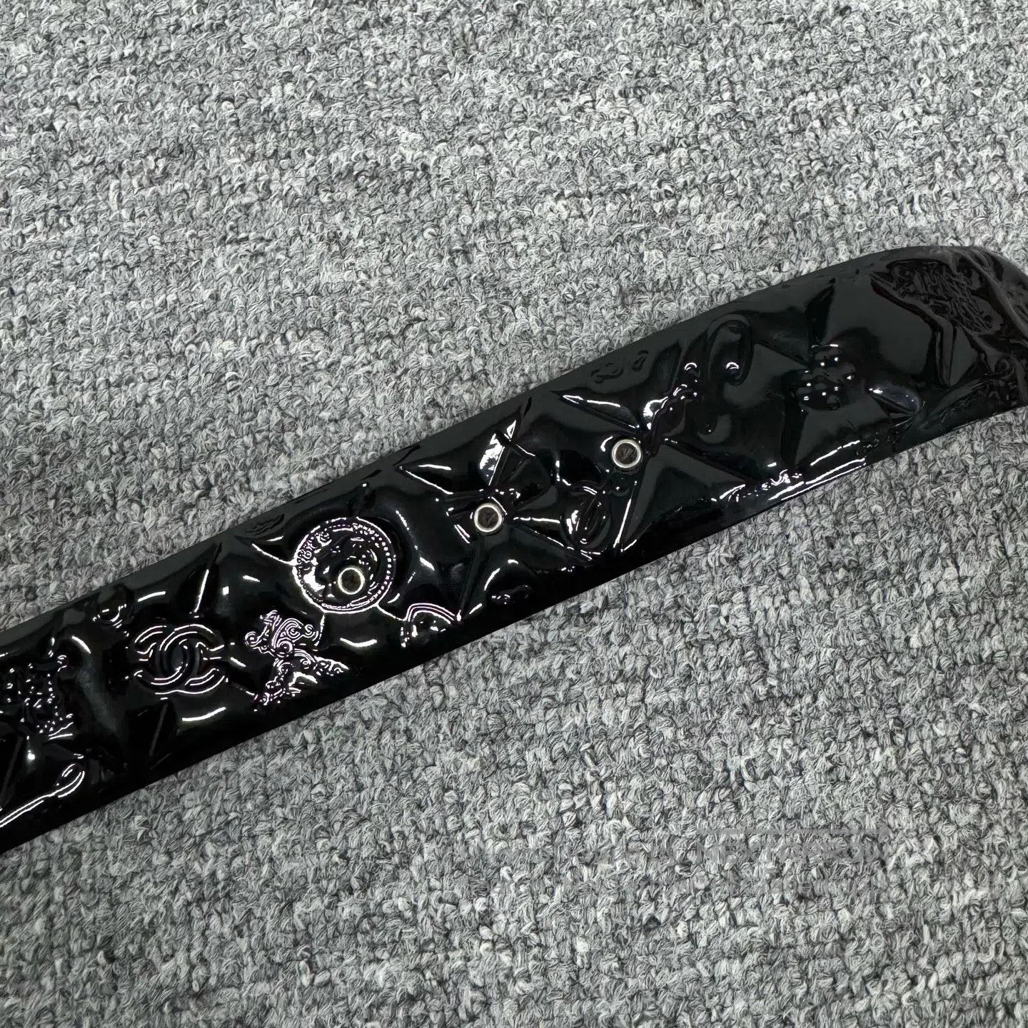Chanel Chanel Black leather embossed logo belt| Size ONE SIZE - 3 Thumbnail