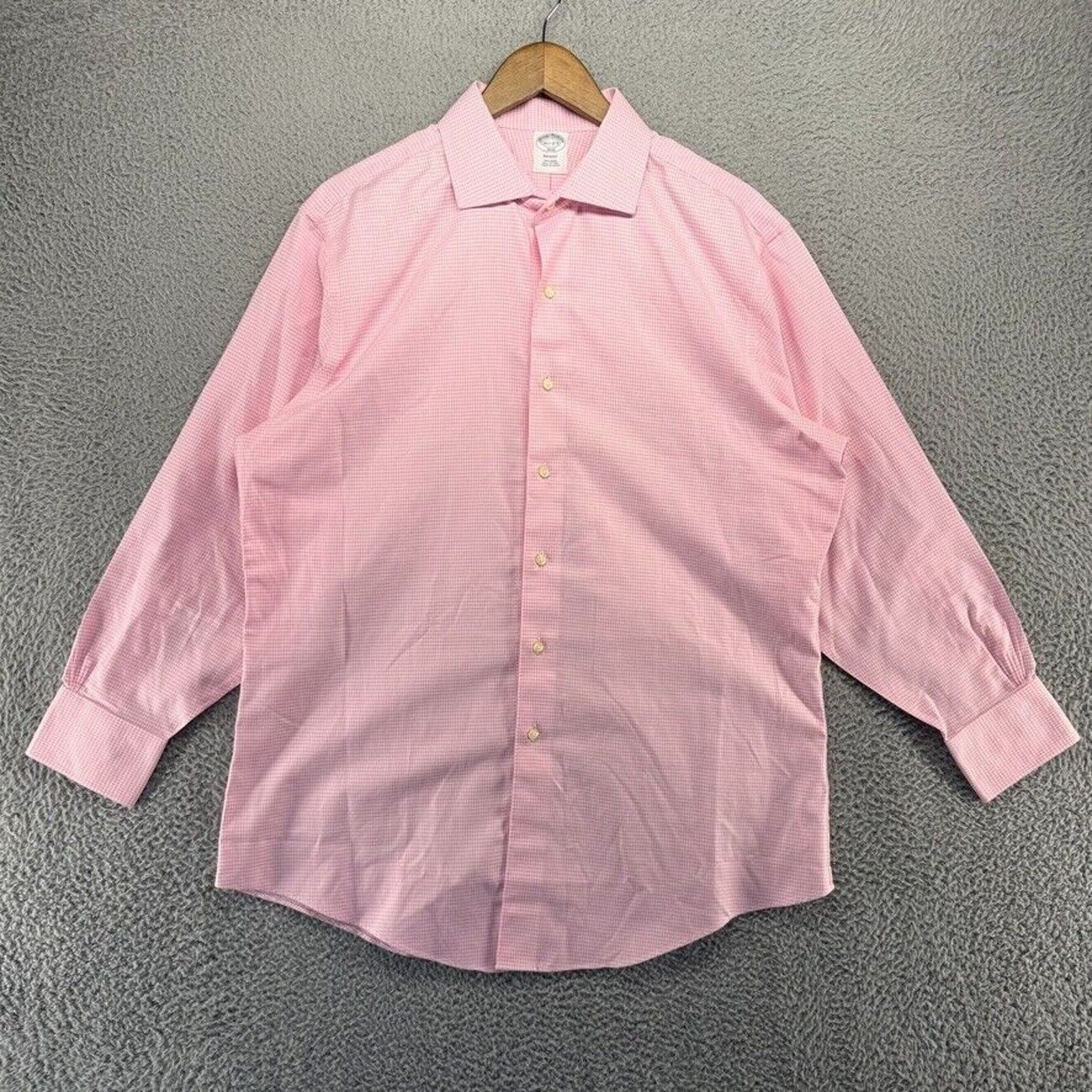 Brooks Brothers Brooks Brothers Shirt Men's 16.5 2/3 Pink Houdstooth Plaid Size US L / EU 52-54 / 3 - 2 Thumbnail