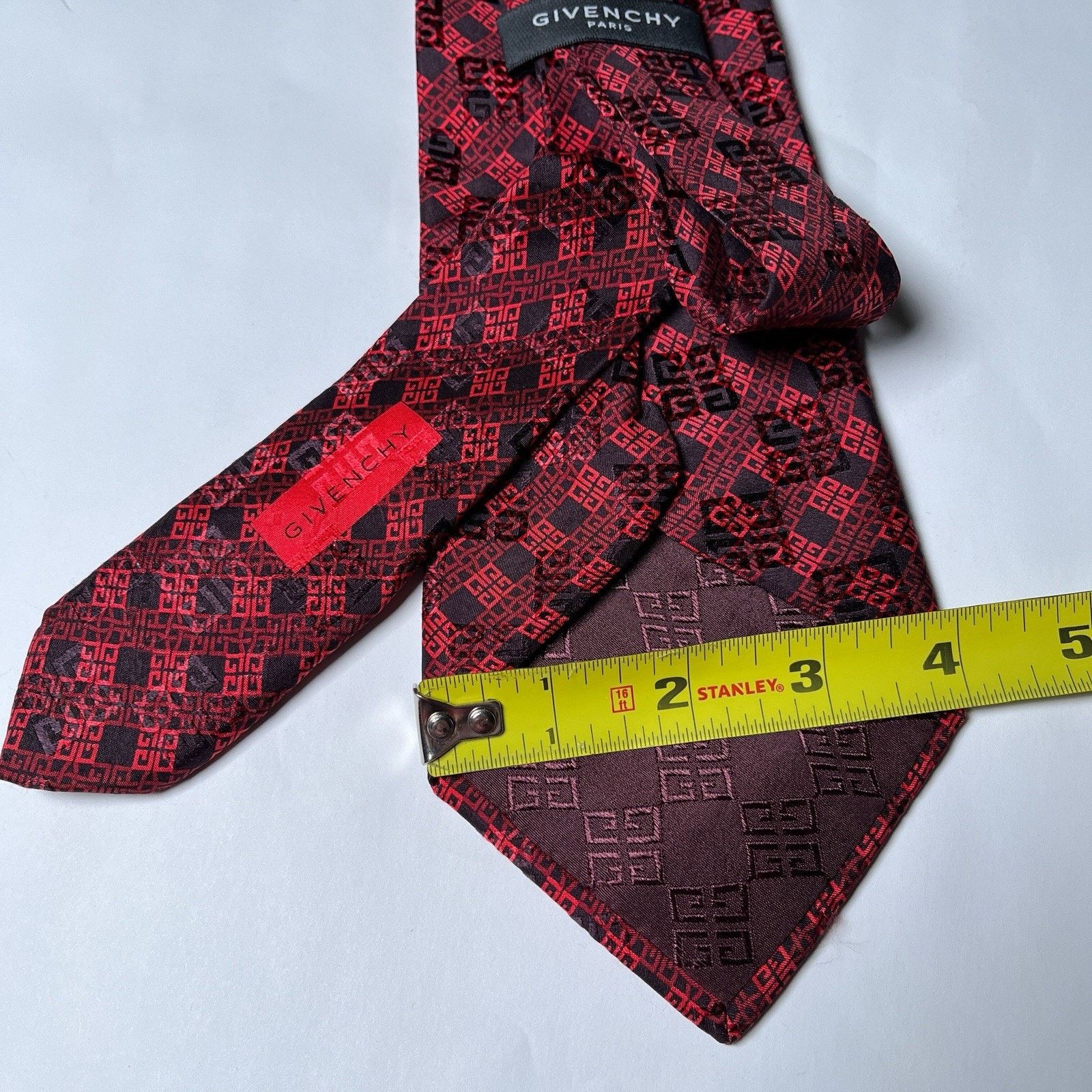 Givenchy Givenchy Red Black Silk Logo Print Necktie Designer Italy Size ONE SIZE - 6 Thumbnail