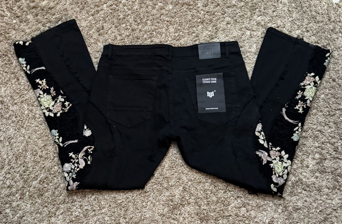 Other Stylo Black Embroidered Floral Flare Denim JeansMen's Size US 42 / EU 58 - 6 Thumbnail
