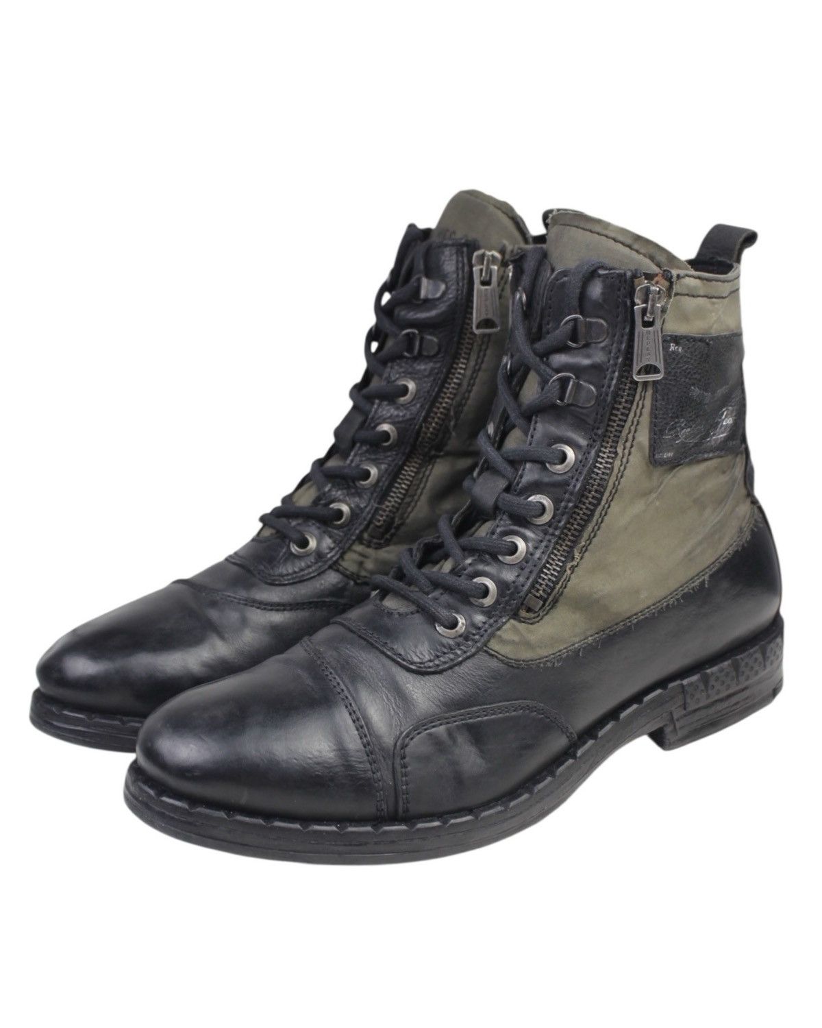 If Six Was Nine 2000S REPLAY WAXED SHADOWFIELD MILITARY ZIP BOOTS Size US 9 / EU 42 - 2 Thumbnail