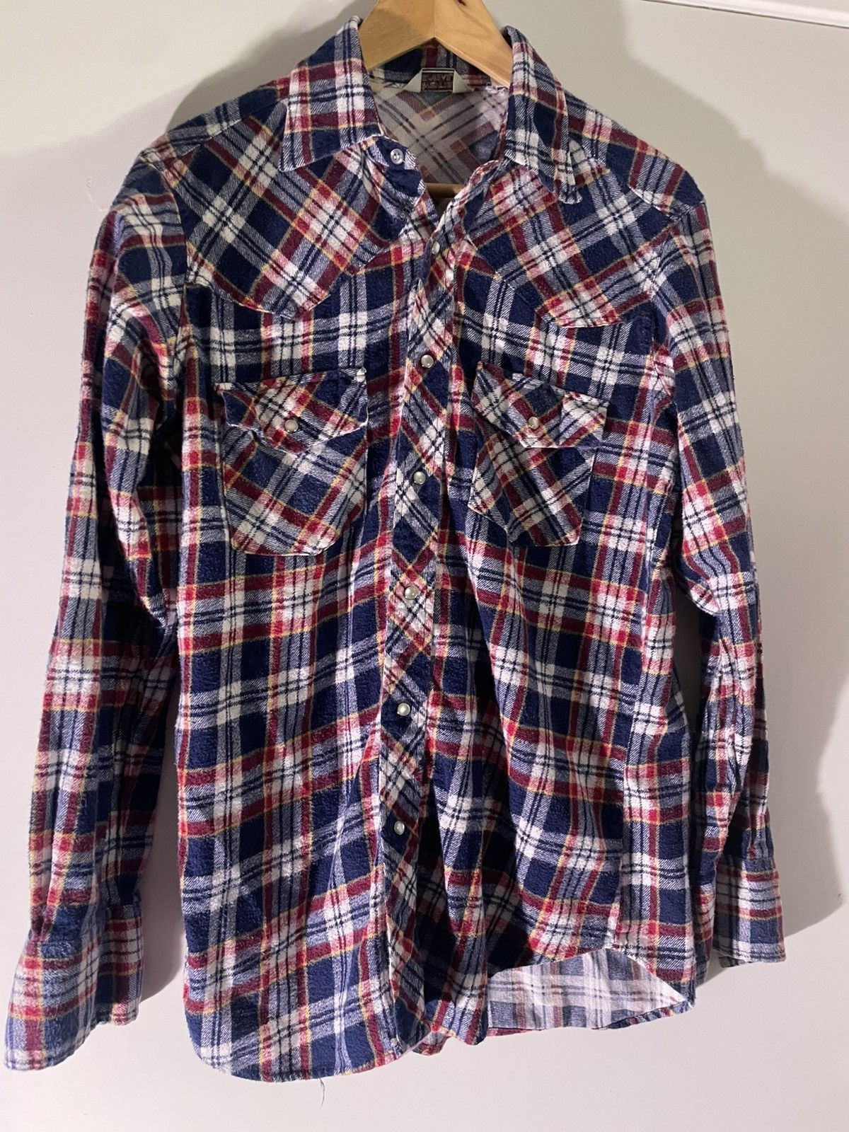 Vintage 70’s 80’s VTG Vintage Sears Western Wear Blue Flannel Shirt Size US S / EU 44-46 / 1 - 1 Thumbnail