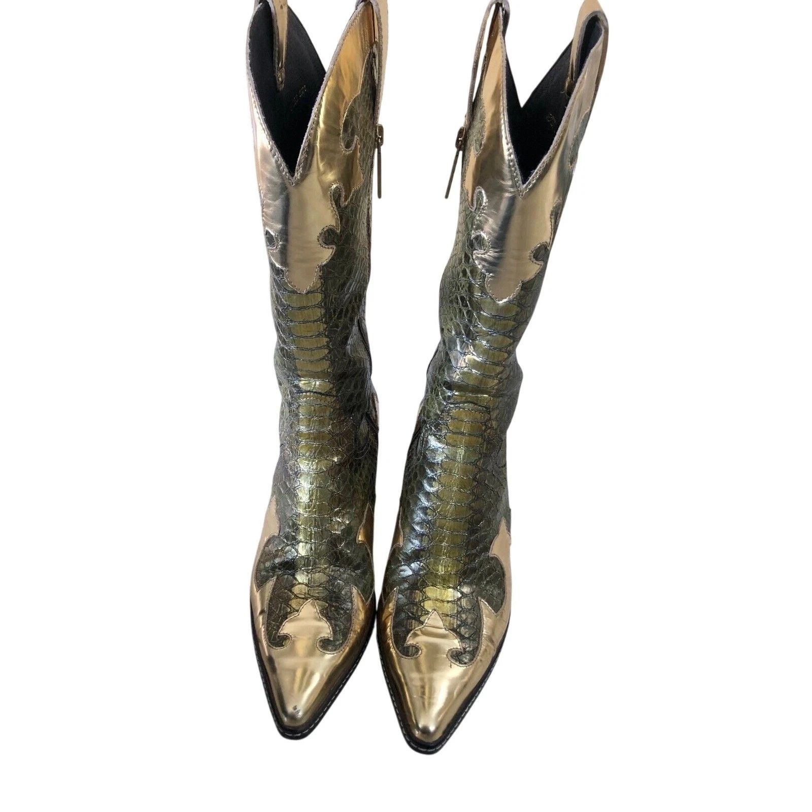 Donald Pliner Donald Pliner Western Metallic Snake Leather Boot $695 Size US 8.5 / IT 38.5 - 5 Thumbnail