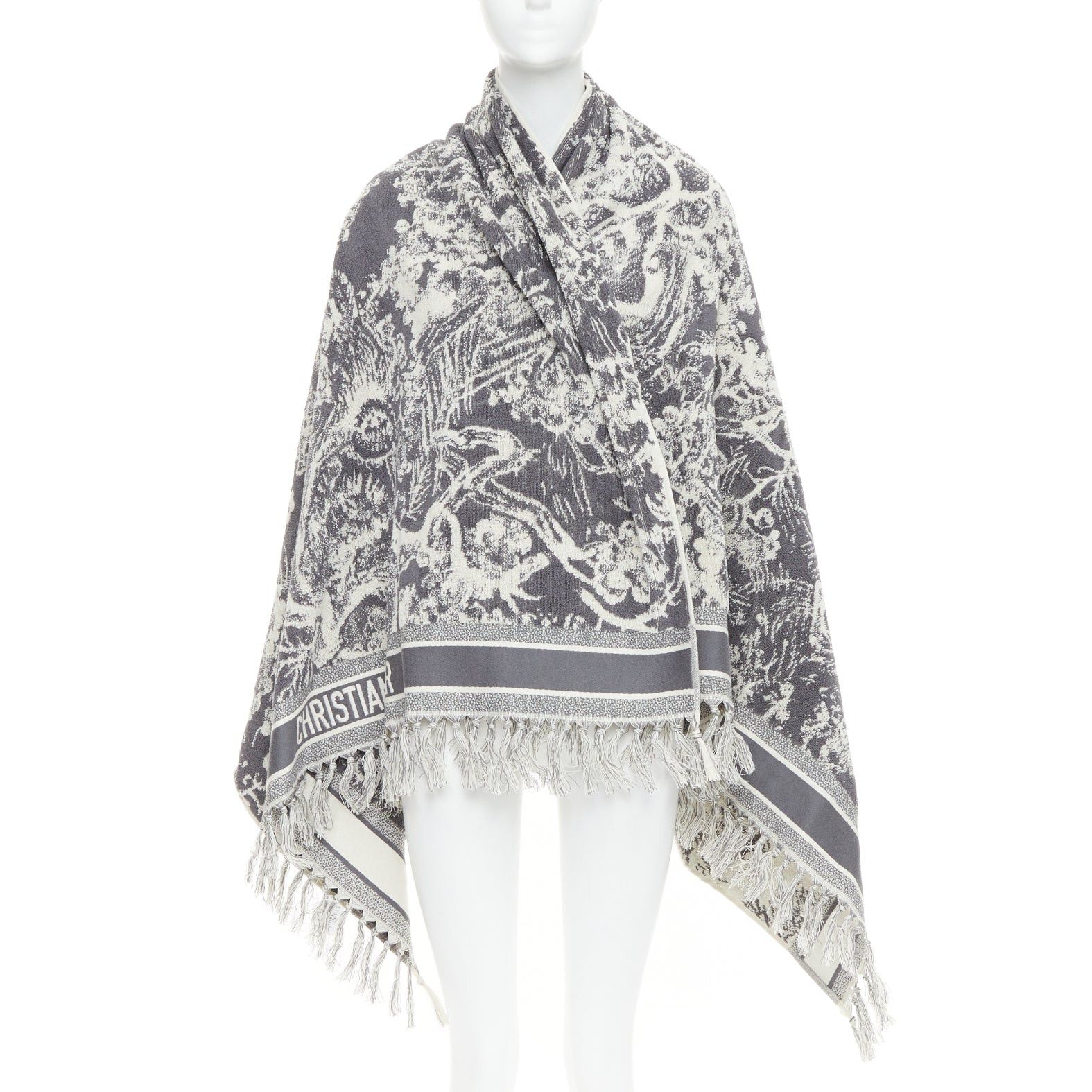 Dior CHRISTIAN DIOR Toile de Jouy ivory grey reverse cotton big beach towel Size ONE SIZE - 1 Thumbnail