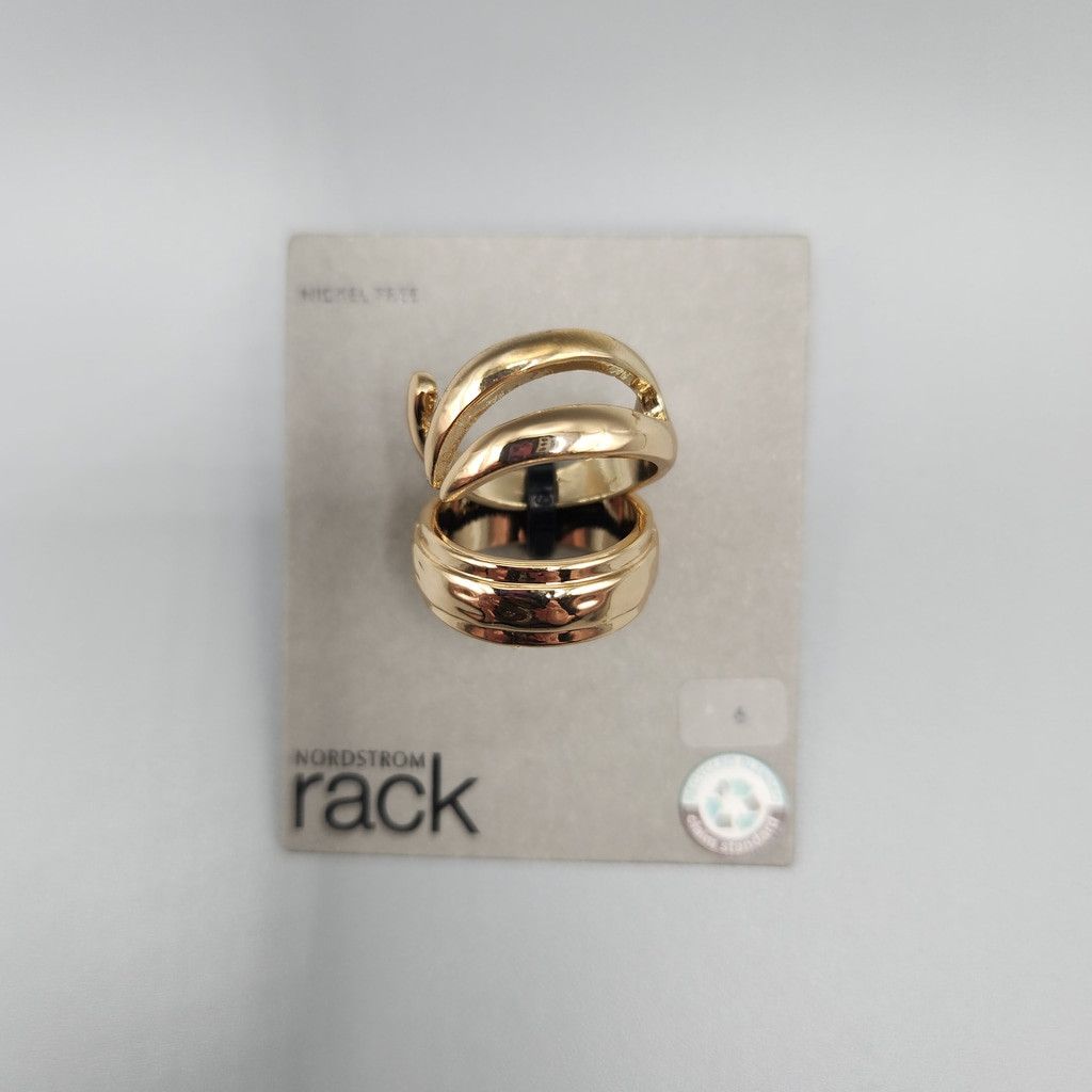 Designer Nordstrom Rack Size 6 Set of 2 Gold-Tone Rings Size ONE SIZE - 3 Thumbnail