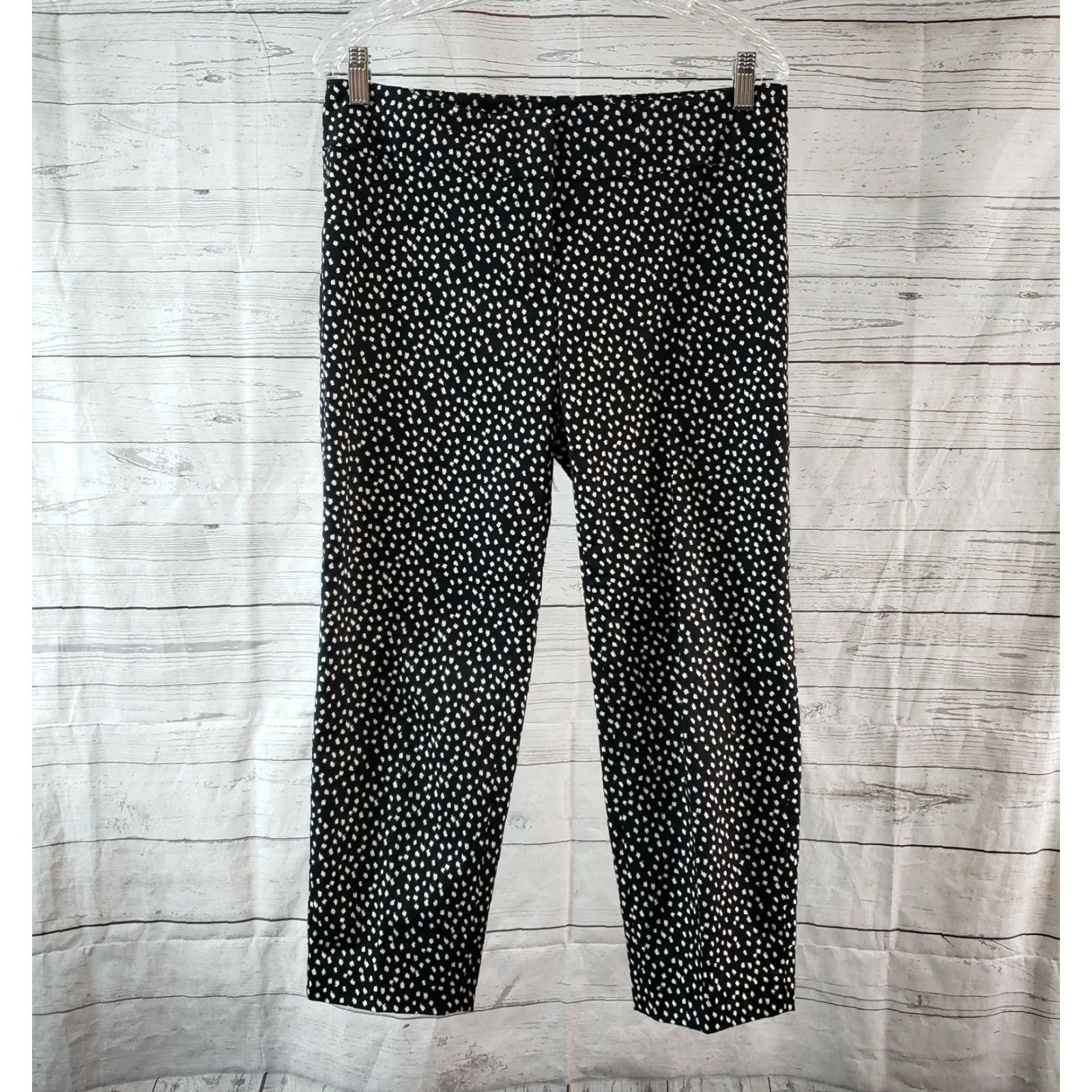 Ann Taylor Ann Taylor LOFT Womens Marisa Cropped Pants Sz 4 Black White Mid Rise Cotton Crop Pants Womens 4 Black Size 27" / US 4 / IT 40 - 2 Thumbnail