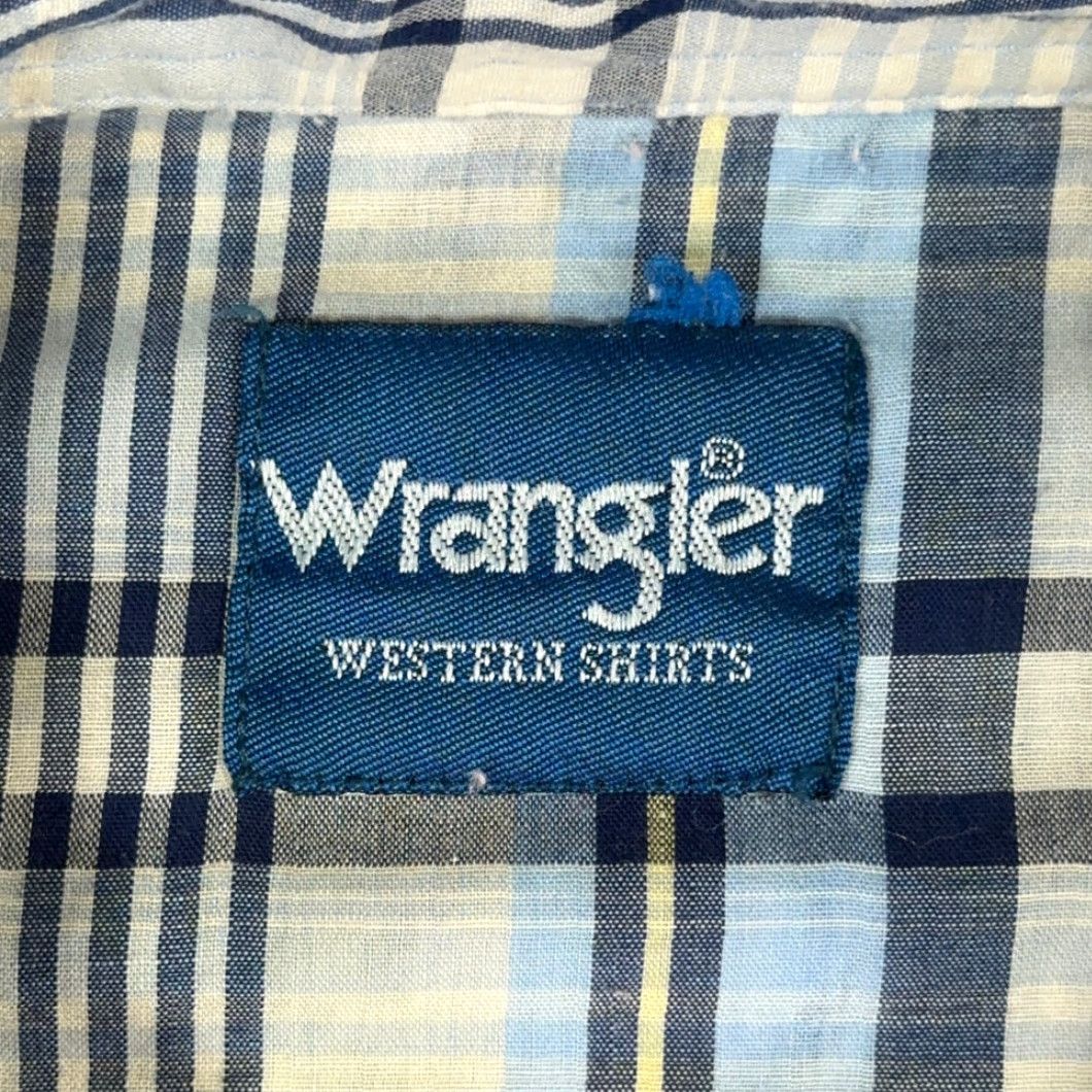 Wrangler VINTAGE Wrangler Western Shirt Adult LARGE Blue White Plaid Pearl Snap 90s Shirt Mens Size US L / EU 52-54 / 3 - 4 Thumbnail