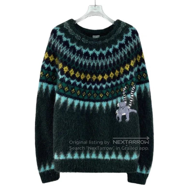 Loewe Loewe Color Blocked Fair Isle Animal Embroidered Mohair Cr Size S / US 4 / IT 40 - 1 Thumbnail