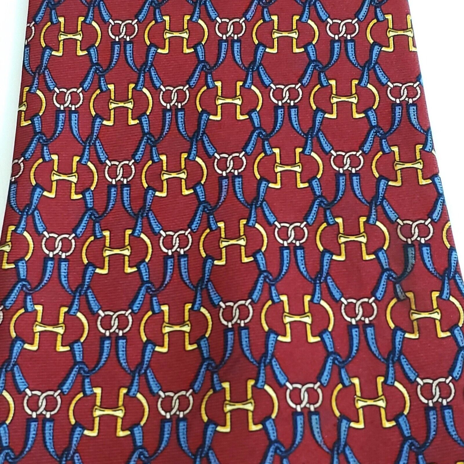 Paolo Gucci Paolo Gucci Silk Tie Red Chains Print Wide Size ONE SIZE - 2 Thumbnail