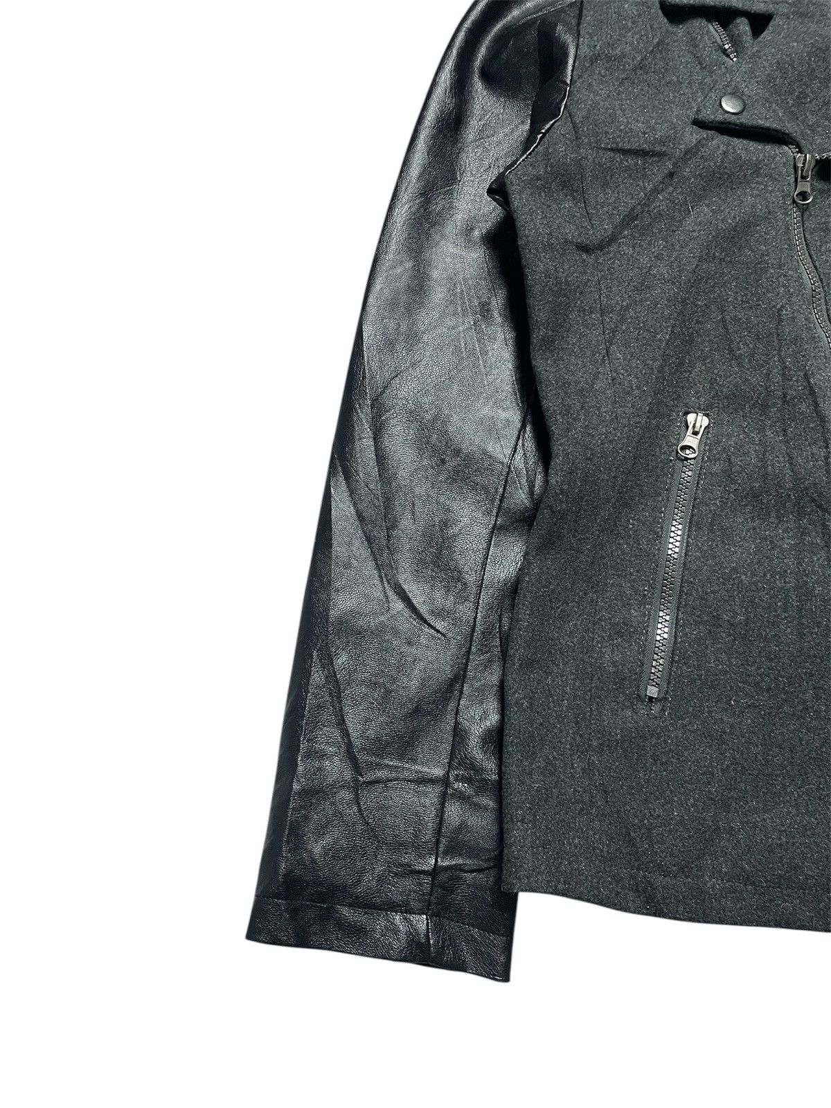 If Six Was Nine 2000’s Beno - Assymetrical Biker Leather Sleeves Jacket Size US M / EU 48-50 / 2 - 3 Thumbnail