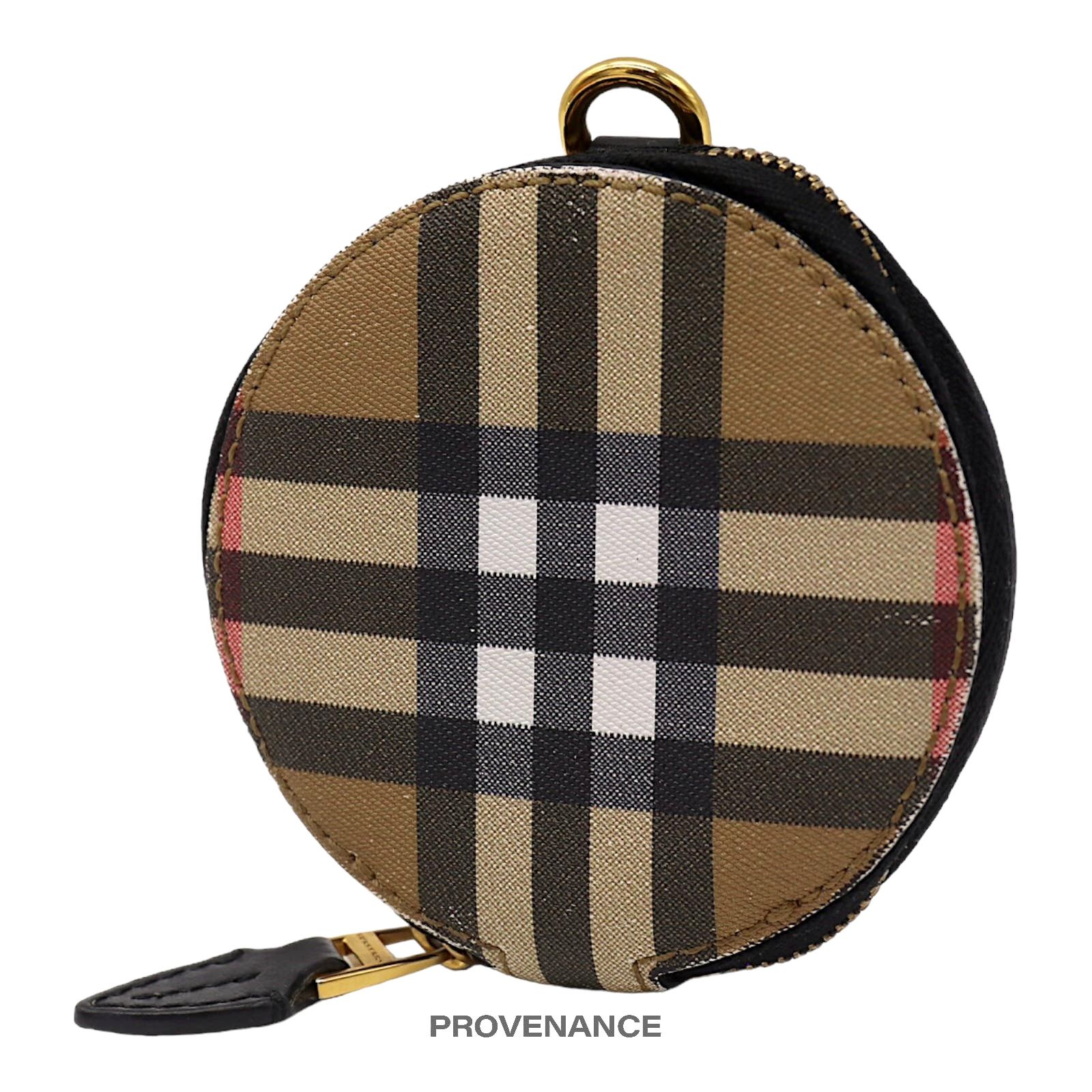 image of Burberry Zip Coin Wallet - Nova Check in Beige, Women's