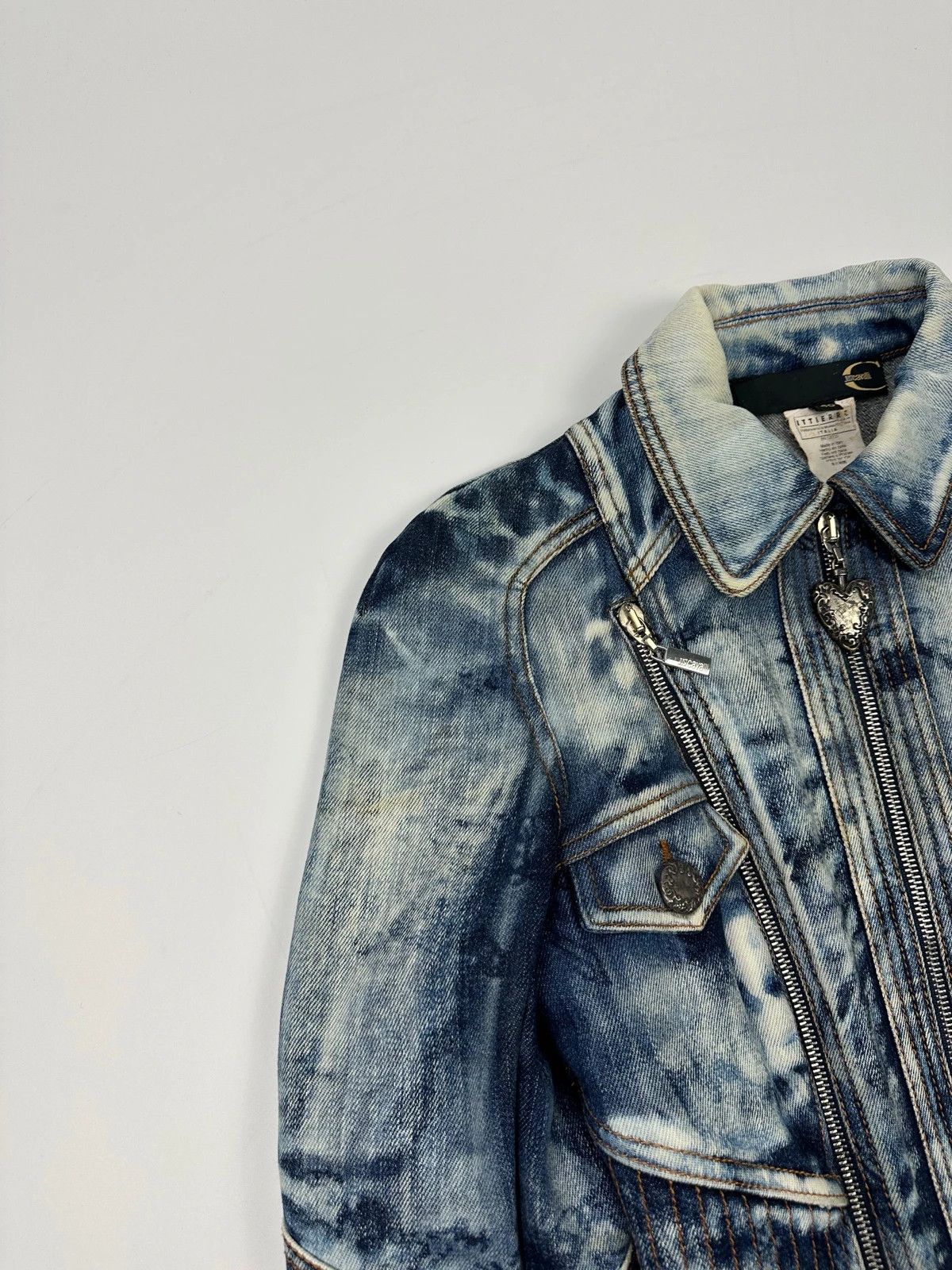 Just Cavalli Just Cavalli 00’s Sky Blue Print Multi Zip Denim Jacket Size S / US 4 / IT 40 - 12 Thumbnail