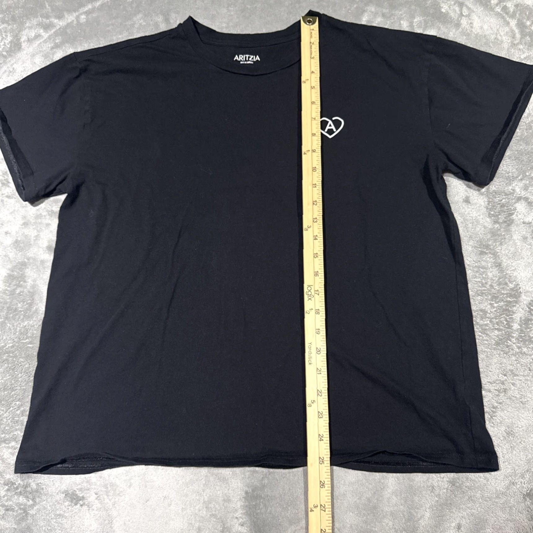 Aritzia ARITZIA T-Shirt Black 1X Women Cotton Heart Motif Thank You Shirt Size XL / US 12-14 / IT 48-50 - 4 Thumbnail