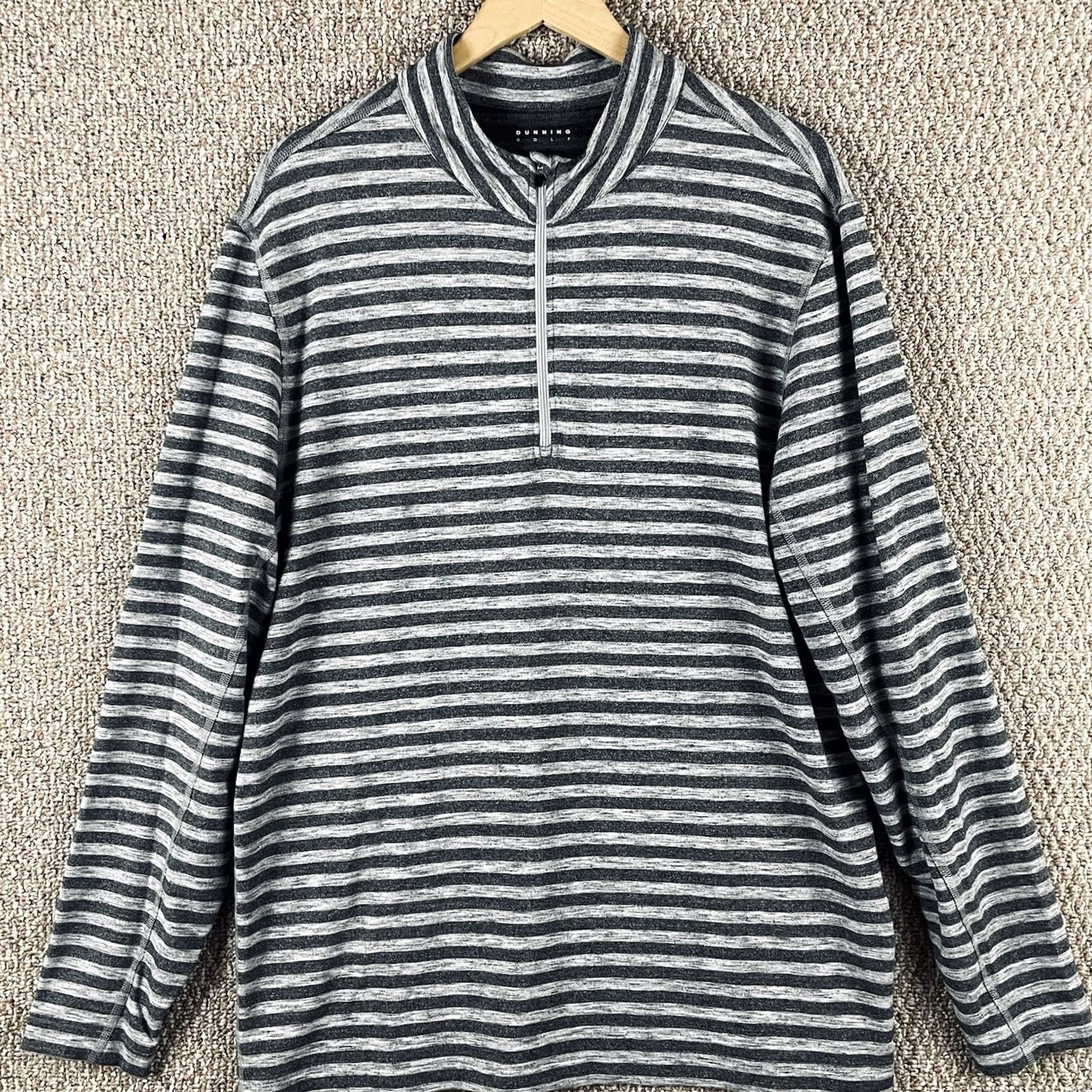 Vintage Dunning Golf Pullover Men's Large Gray Striped Casual Performance 1/4 Zip F516 Size US L / EU 52-54 / 3 - 3 Thumbnail