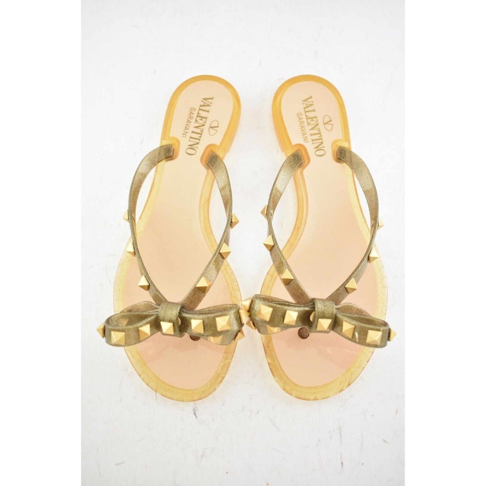 Valentino Valentino Rockstud Jelly Bow Bronze Rubber Thong Flat Slide Size US 5 / IT 35 - 7 Thumbnail
