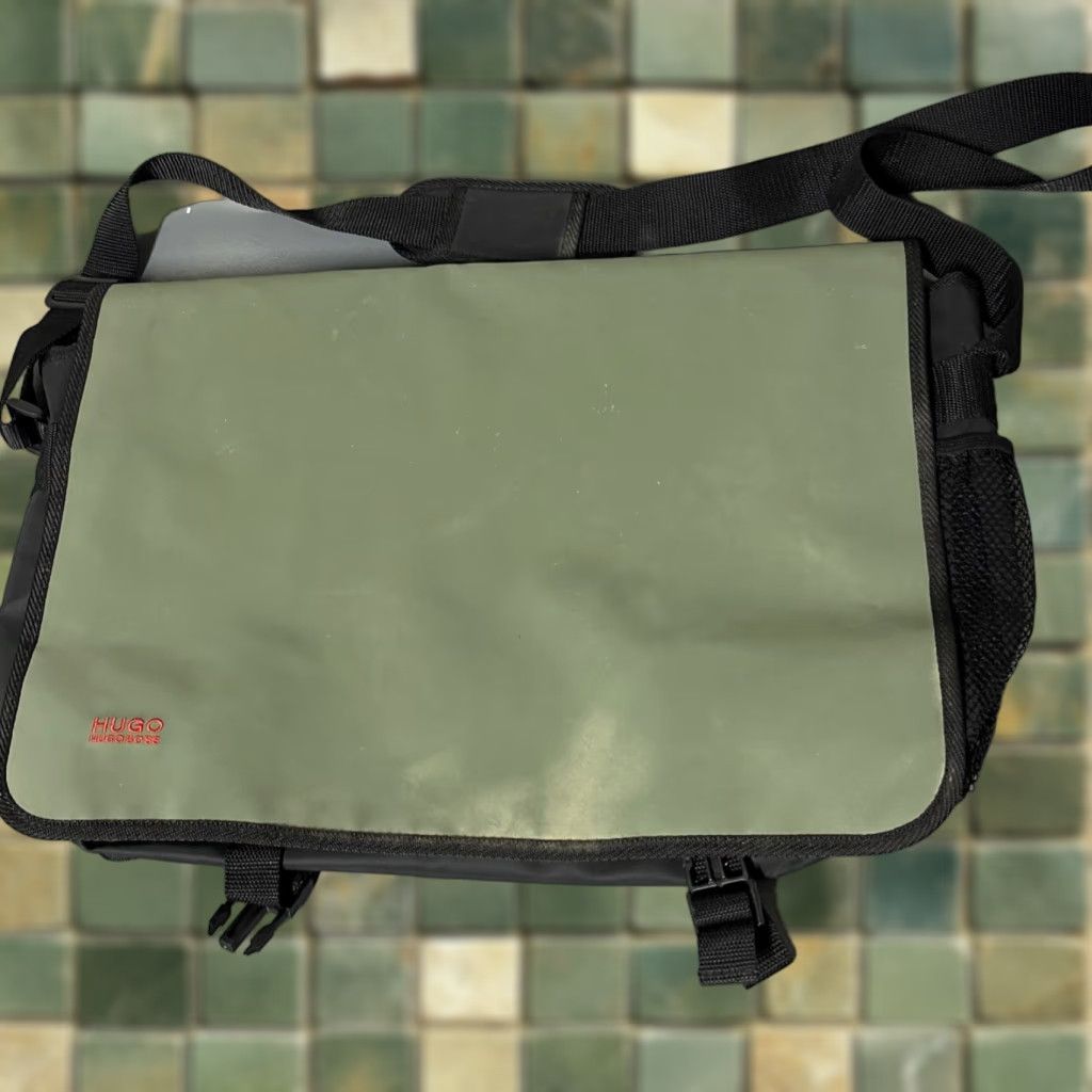 Hugo Boss HUGO BOSS Messenger Laptop Shoulder Bag Crossbody Satchel Olive Green Mens, Nylon, Green, aa23, Water Resistant, Adjustable Straps Size ONE SIZE - 1 Thumbnail