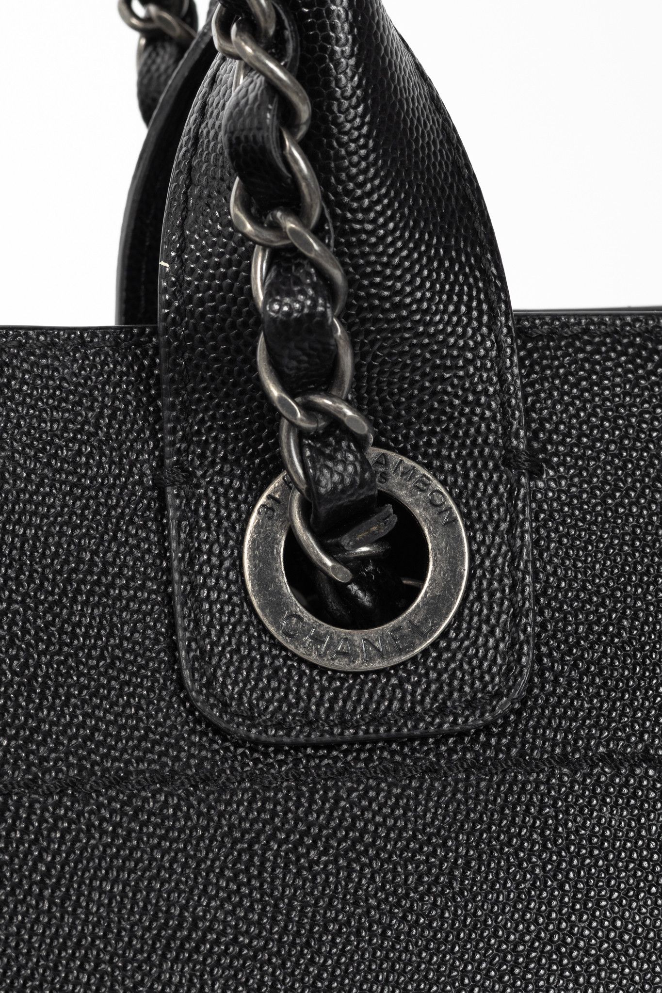 Chanel Chanel Small Deauville Black Caviar Studded Tote Size ONE SIZE - 9 Thumbnail
