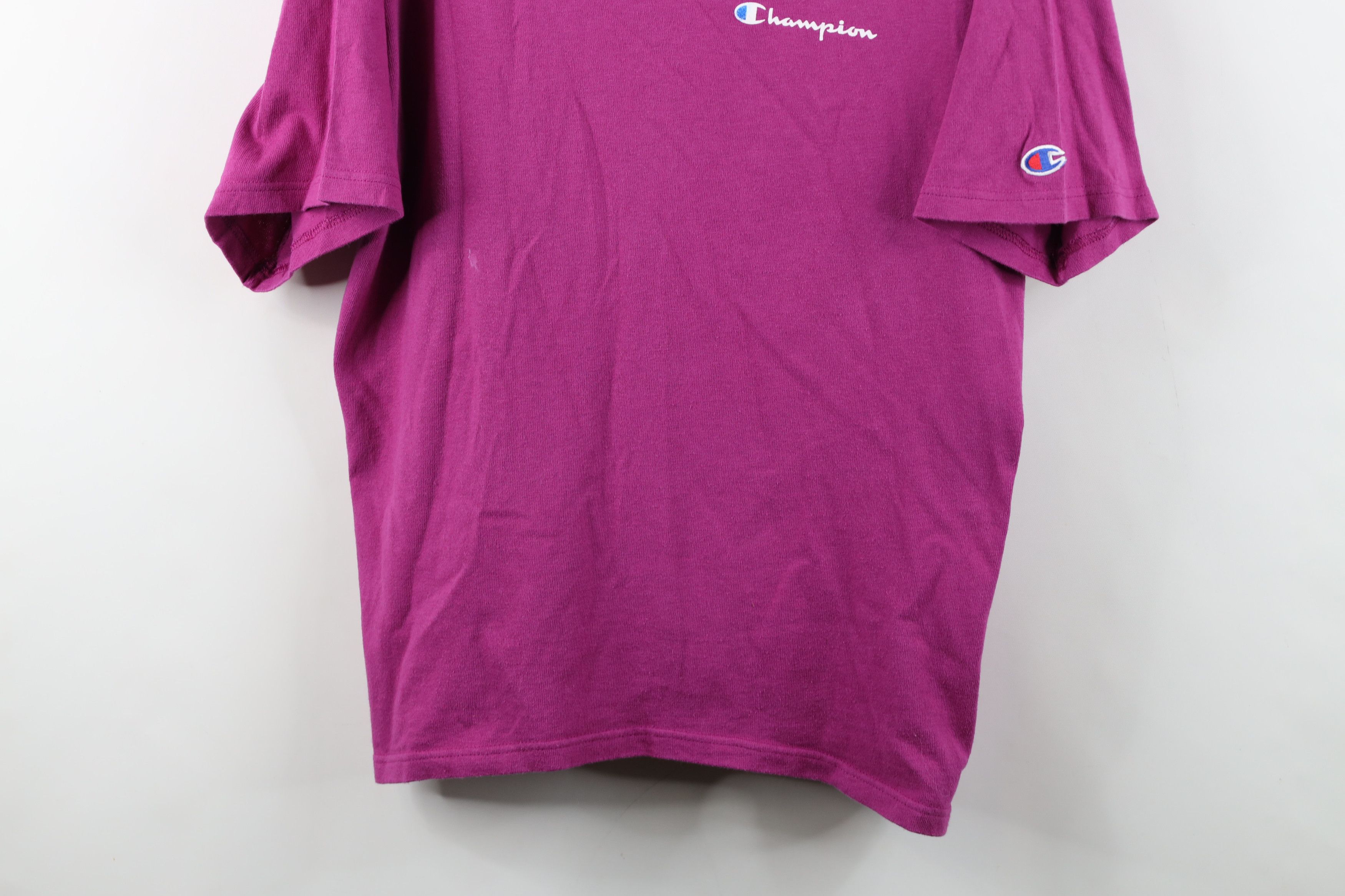 Champion Vintage 90s Champion Spell Cotton Jersey Knit T-Shirt Pink Size US L / EU 52-54 / 3 - 3 Thumbnail
