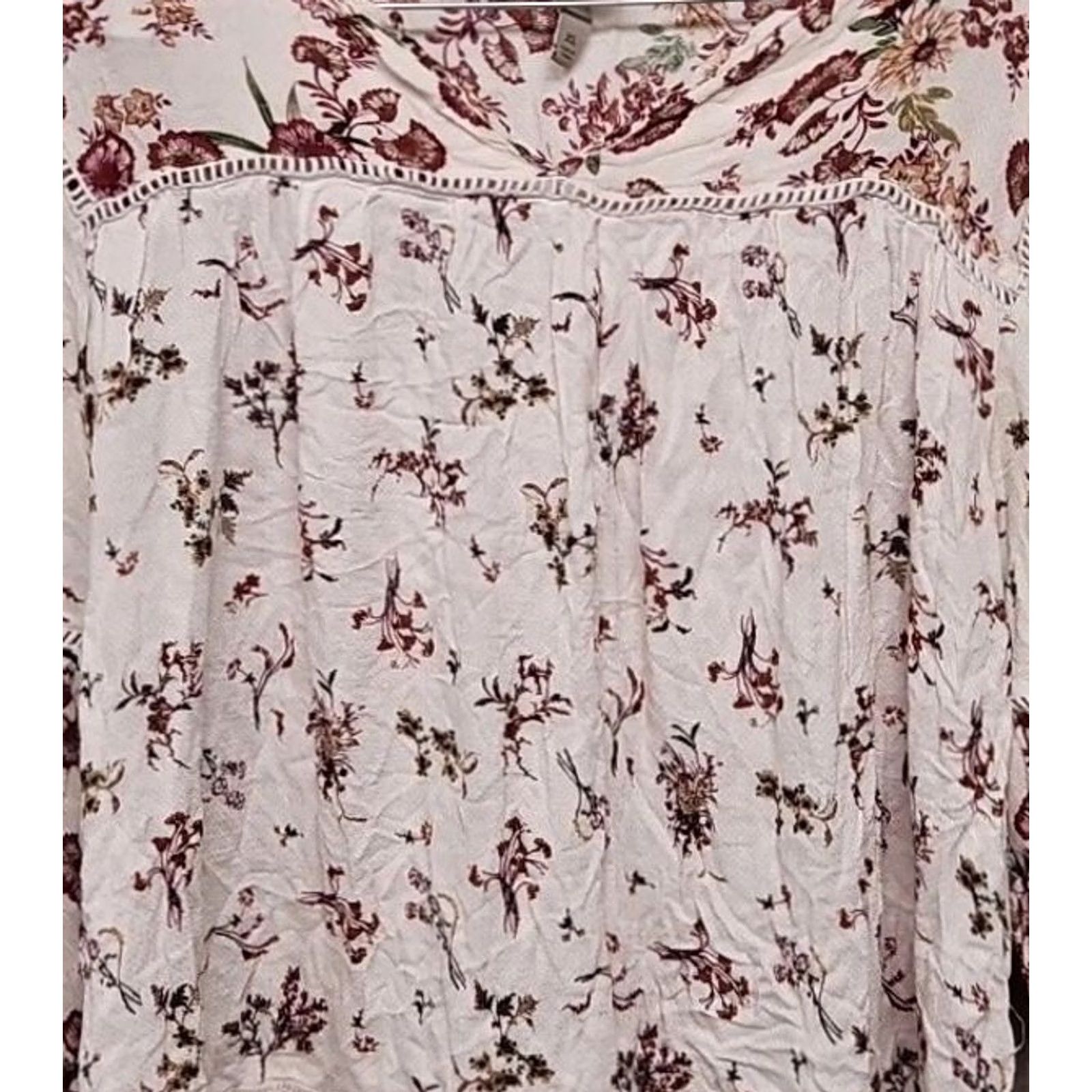 Vintage Knox Rose Blouse Long Sleeve Floral Lace Hem Rayon Pink XL Women’s Blouse, Boho Cottagecore, Rose Theme, Regular Fit Size XL / US 12-14 / IT 48-50 - 4 Thumbnail