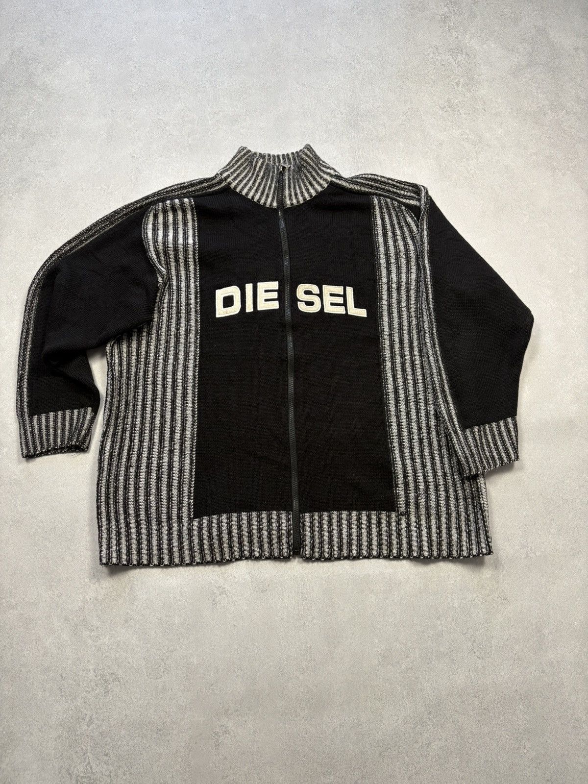 Diesel Vintage Diesel Knit Zip Up Sweater Jacket Bog Logo Opium Y2K Size US XL / EU 56 / 4 - 1 Thumbnail
