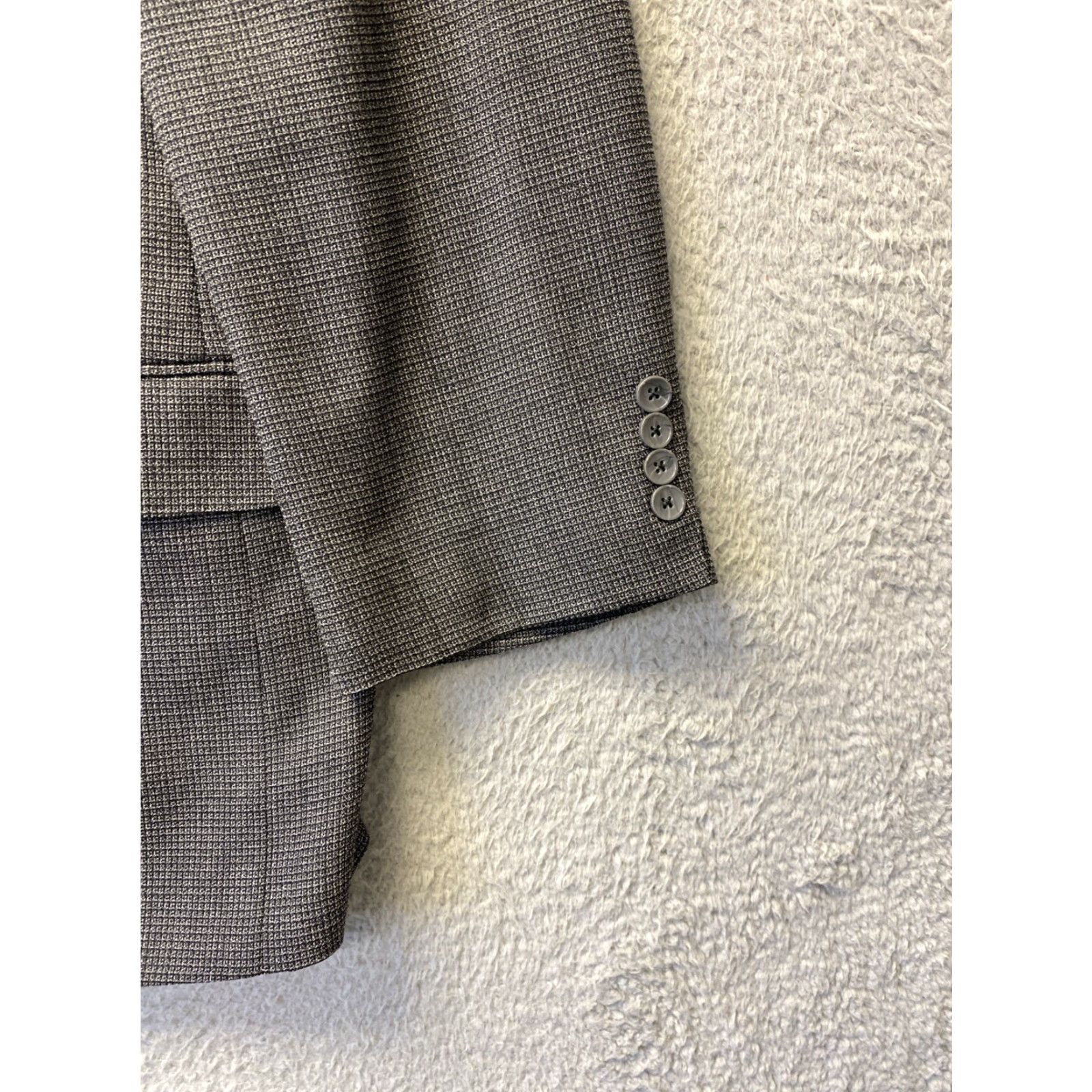 Santoni VINTAGE Mantoni Mens Blazer Jacket 48R Wool Textured Double-Vented Notch Lapel Formal Casual Size 48R - 3 Thumbnail
