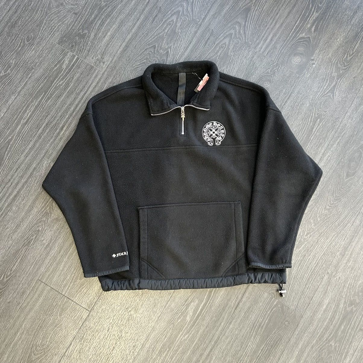 Chrome Hearts White Patent Leather Cross Half Zip Sweatshirt