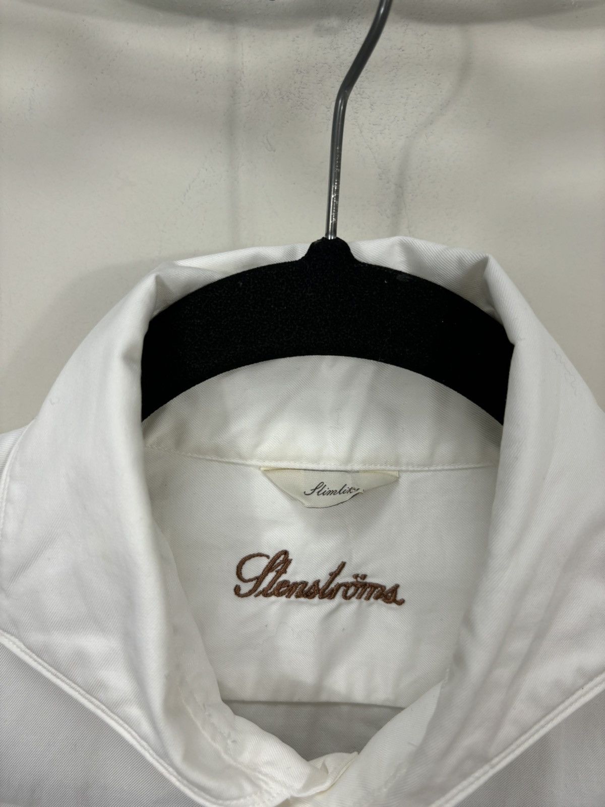 Strenstroms Stenstroms Slimline Men’s Twofold Cotton White Dress Shirt Size US M / EU 48-50 / 2 - 8 Thumbnail