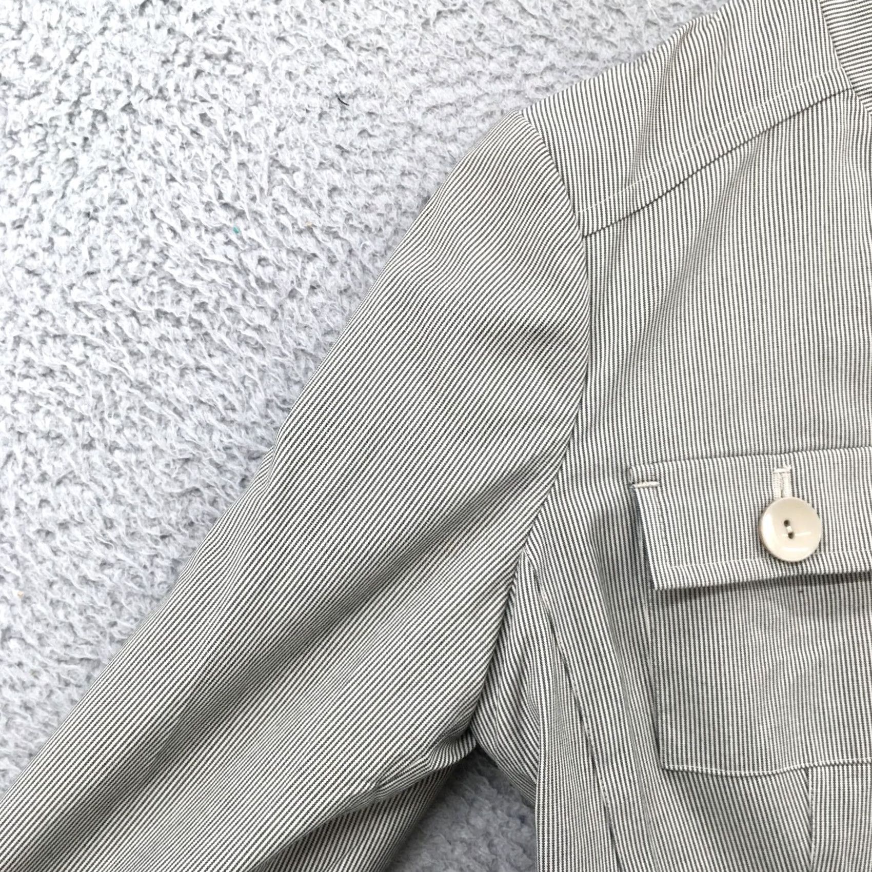 Kenneth Cole Kenneth Cole Blazer Jacket Womens 8 Gray Striped Cotton Blend Button Pockets Size M / US 6-8 / IT 42-44 - 4 Thumbnail