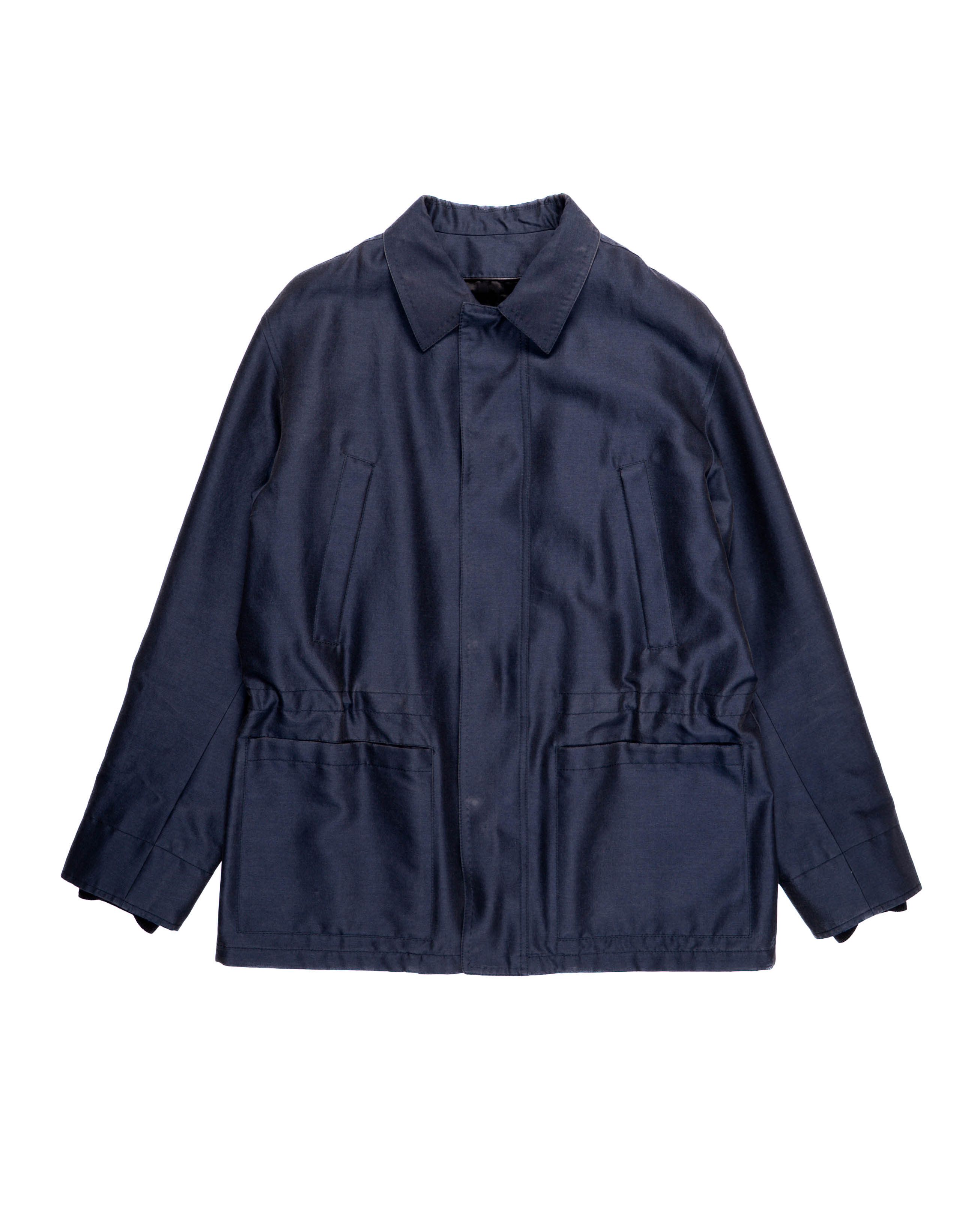 FW18 Oversized Military Jacket in Blue Silk Blend