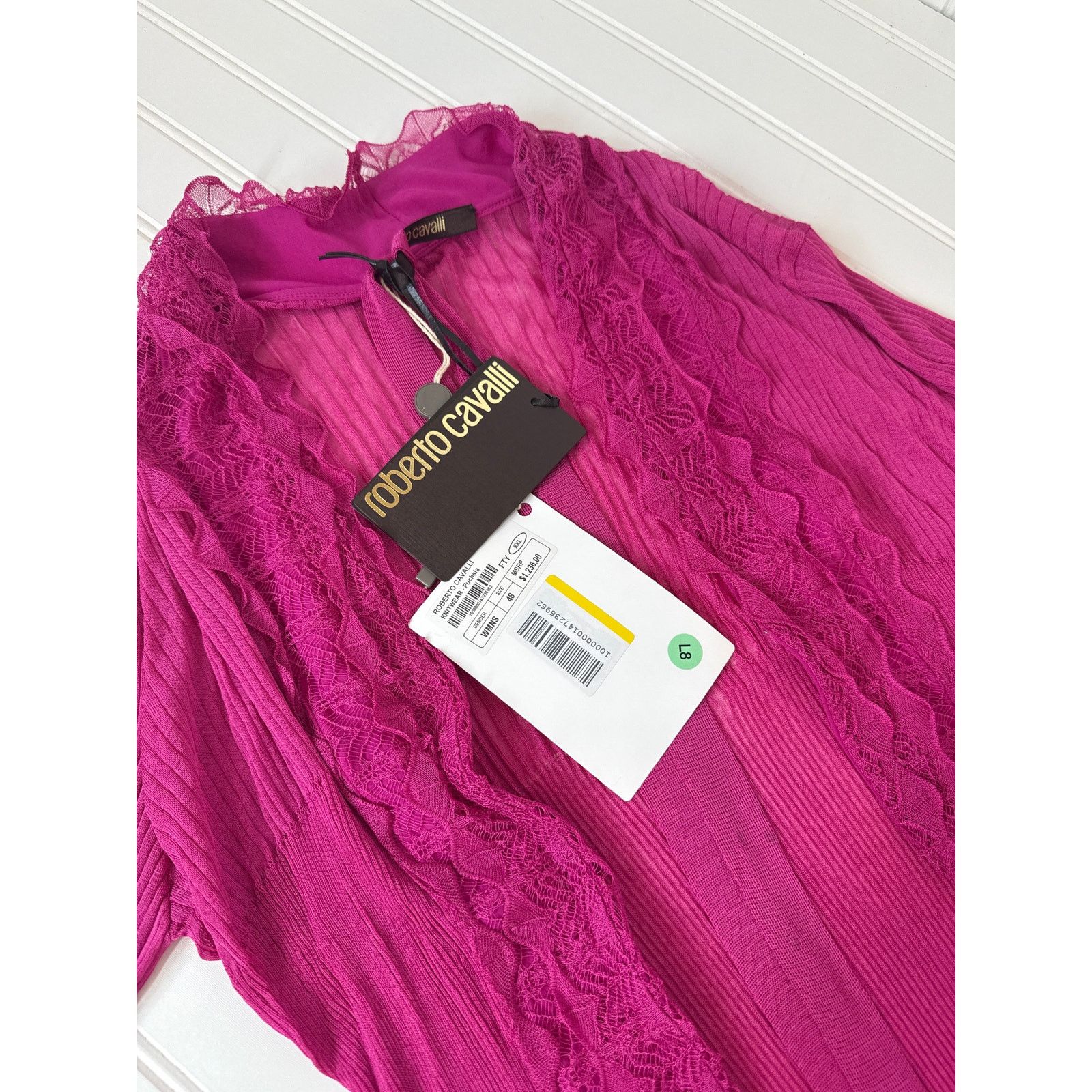 Roberto Cavalli Roberto Cavalli Knitwear Fuchsia Ribbed Open Cardigan L Size L / US 10 / IT 46 - 2 Thumbnail