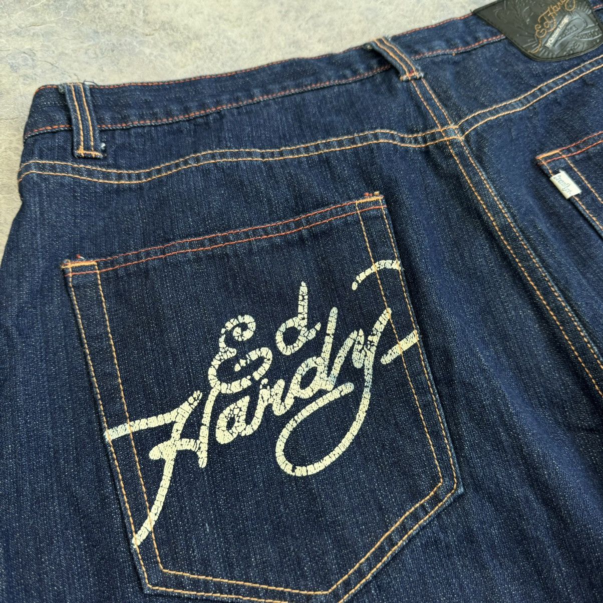 Ed Hardy 2008 💥 ED HARDY EMBROIDERED TIGER AWARE JORTS SHORTS Y2K Size US 40 / EU 56 - 4 Thumbnail