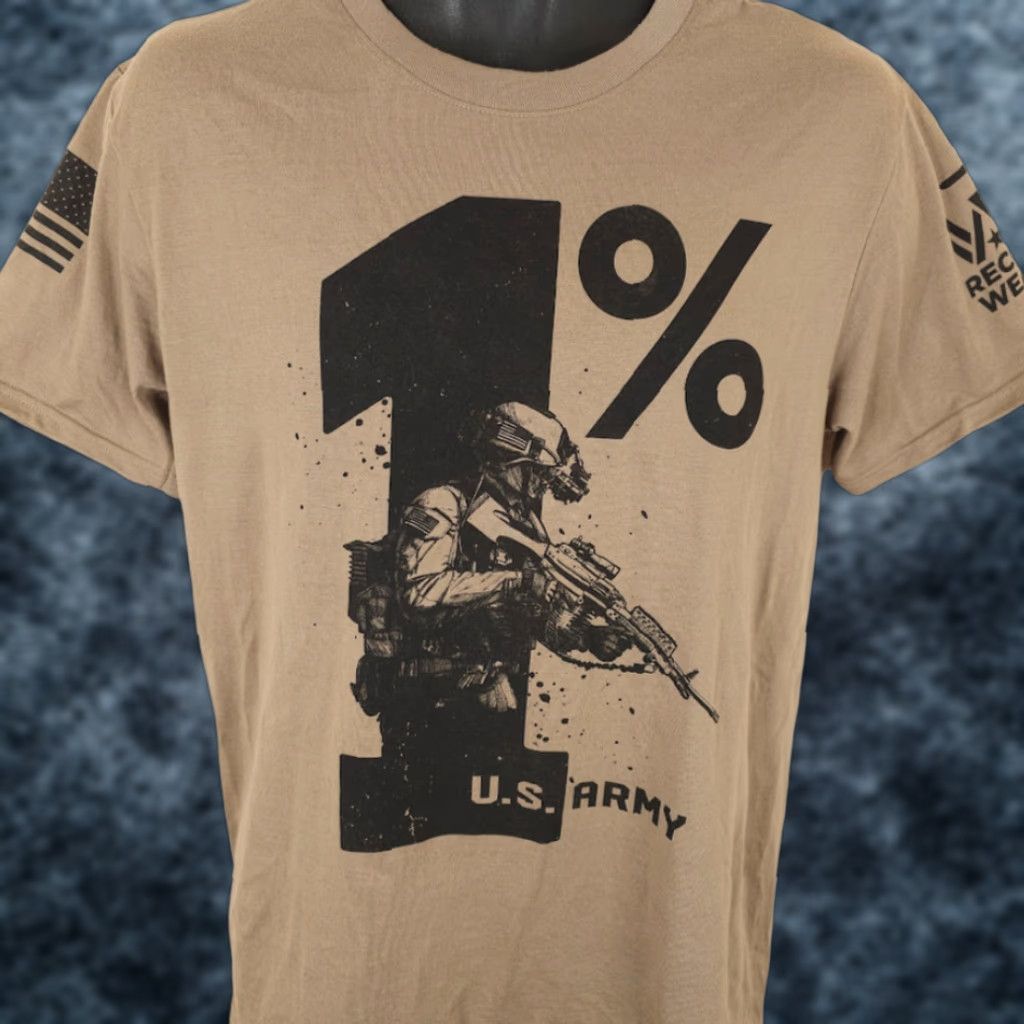 Gildan United States Army T Shirt Mens Size Medium Beige 1% US Military Recon Wear Size US M / EU 48-50 / 2 - 1 Thumbnail