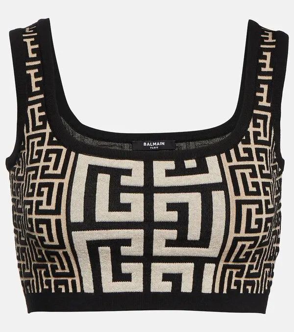 Balmain o1y0625 Crop Top in Black/White Size M / US 6-8 / IT 42-44 - 1 Thumbnail
