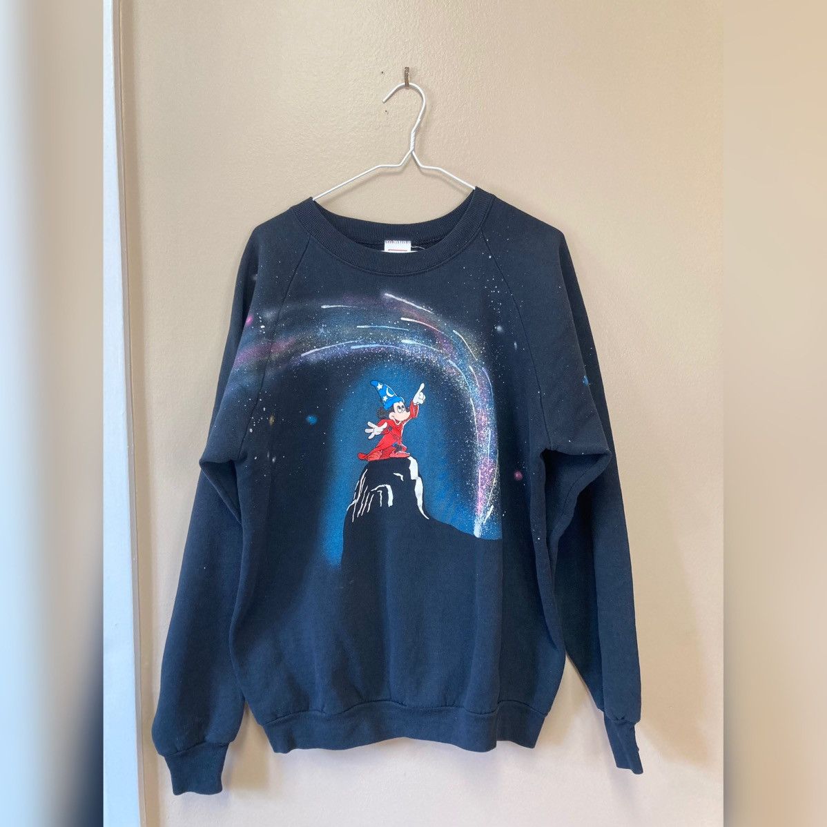 Image of Disney 90's Mickey Fantasia Sweatshirt in Black, Men's (Size XL)