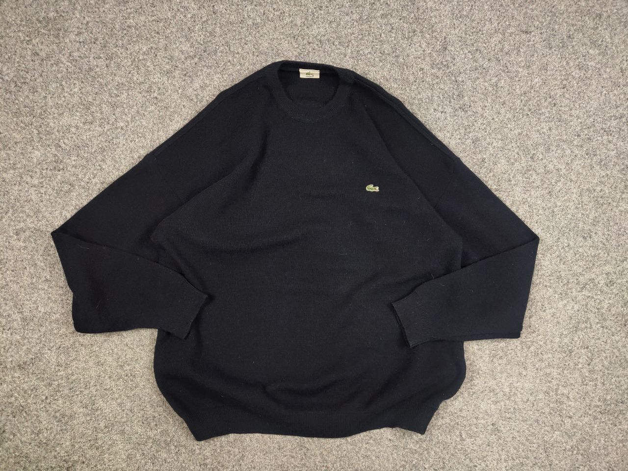 Lacoste Vintage 90's Lacoste Navy Blue Wool Crew Chek Sweater Size US XL / EU 56 / 4 - 13 Thumbnail