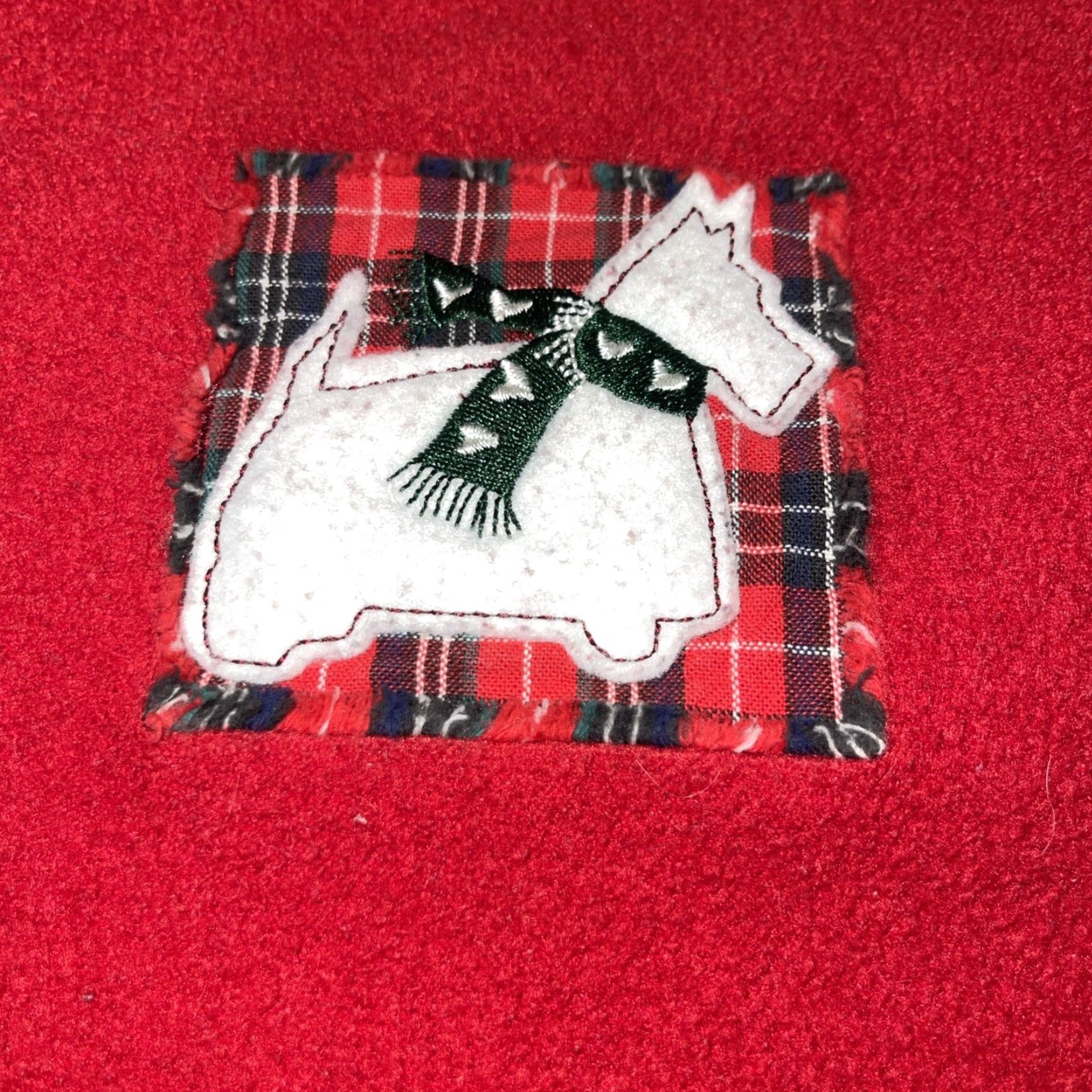 Vintage VINTAGE Northcrest Christmas Women's XL Fleece Pullover 1/4 Zip Red Scotch Terrier Patch Snowflakes Holiday Size XL / US 12-14 / IT 48-50 - 3 Thumbnail