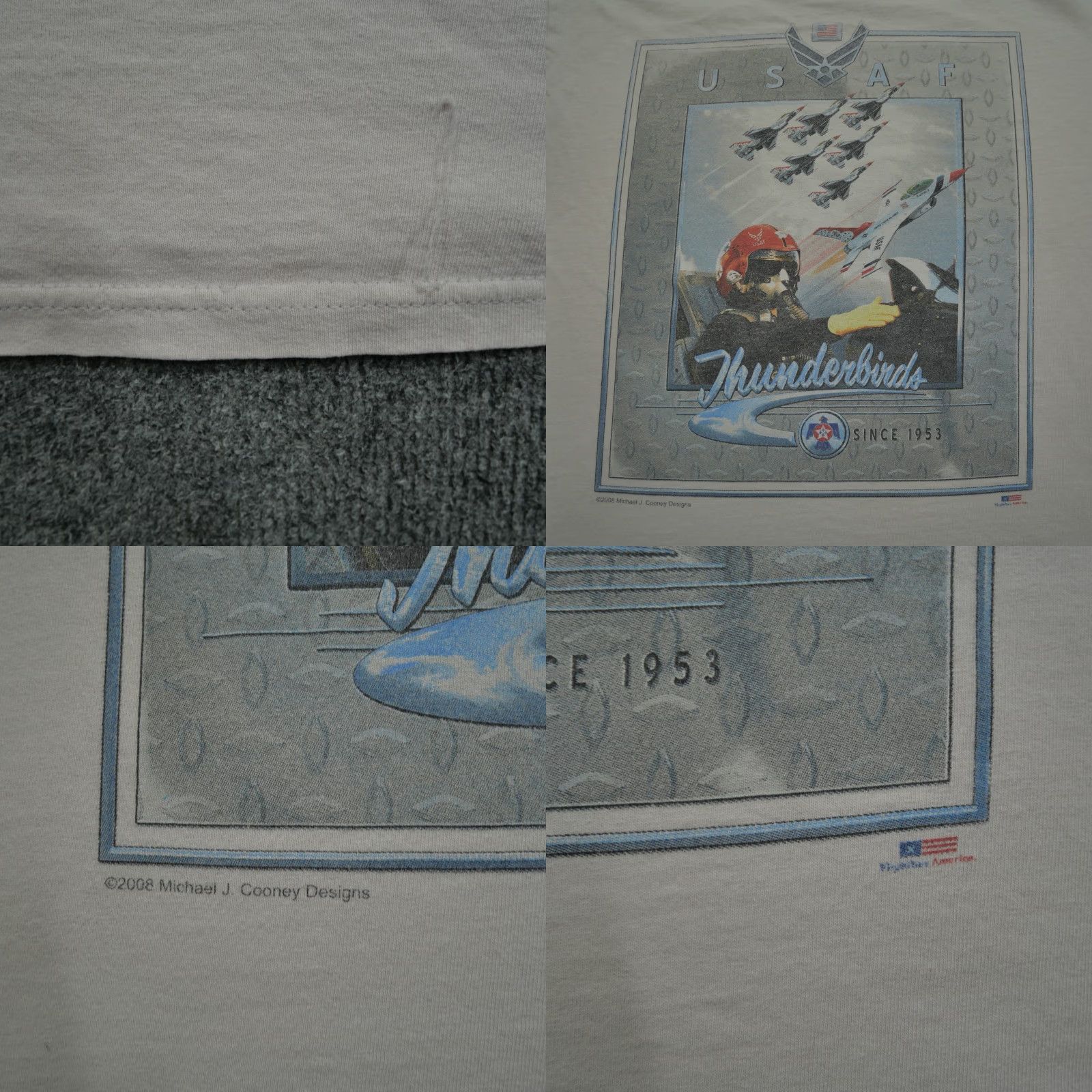 Gildan VINTAGE USAF Thunderbirds T Shirt Mens Medium White Air Force Y2K Size US M / EU 48-50 / 2 - 8 Thumbnail