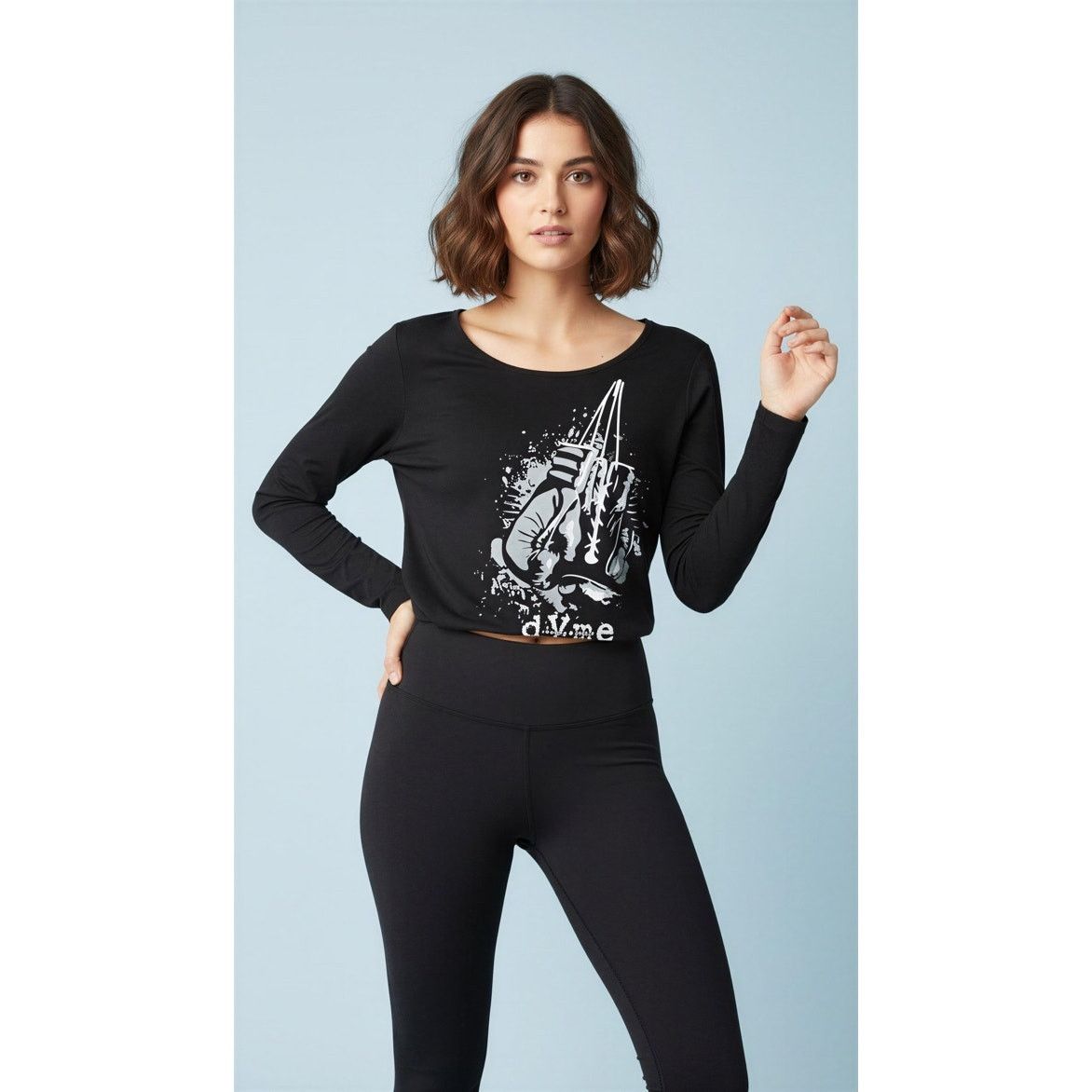 Athleta Athleta Long Sleeve Performance Top Large Black Graphic Size L / US 10 / IT 46 - 1 Thumbnail