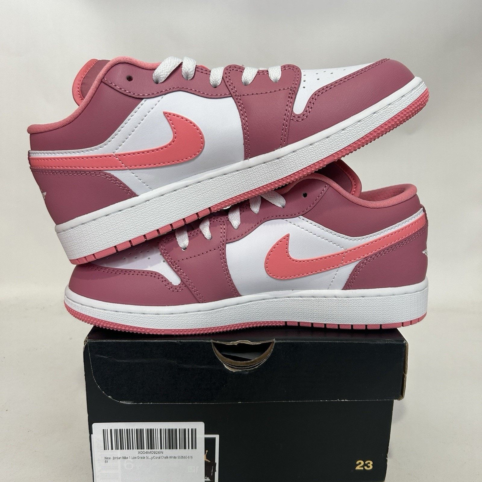 Jordan Brand Nike Air Jordan 1 Low GS “Desert Berry Coral Chalk” Size US 7.5 / IT 37.5 - 3 Thumbnail