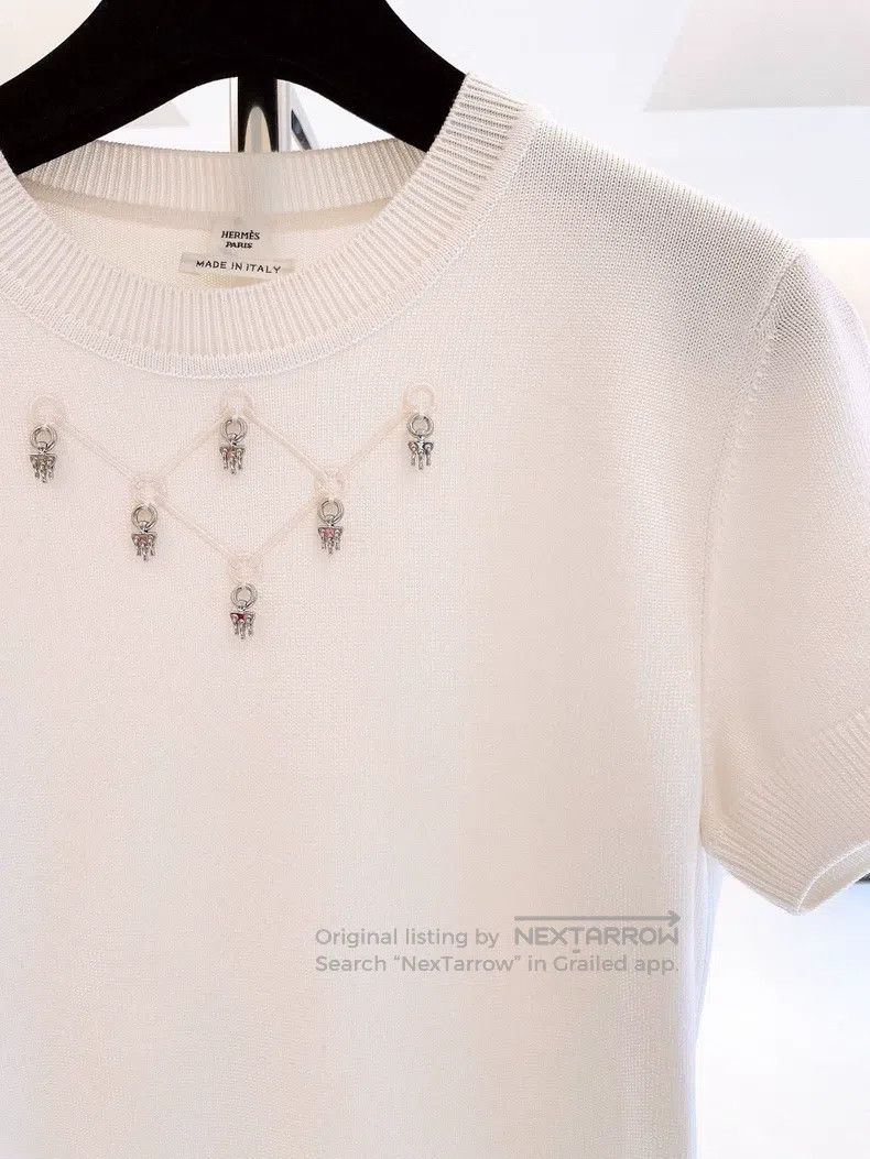 Hermes Hermes Metal buckle embroidered knitted short sleeve Size XS / US 0-2 / IT 36-38 - 3 Thumbnail